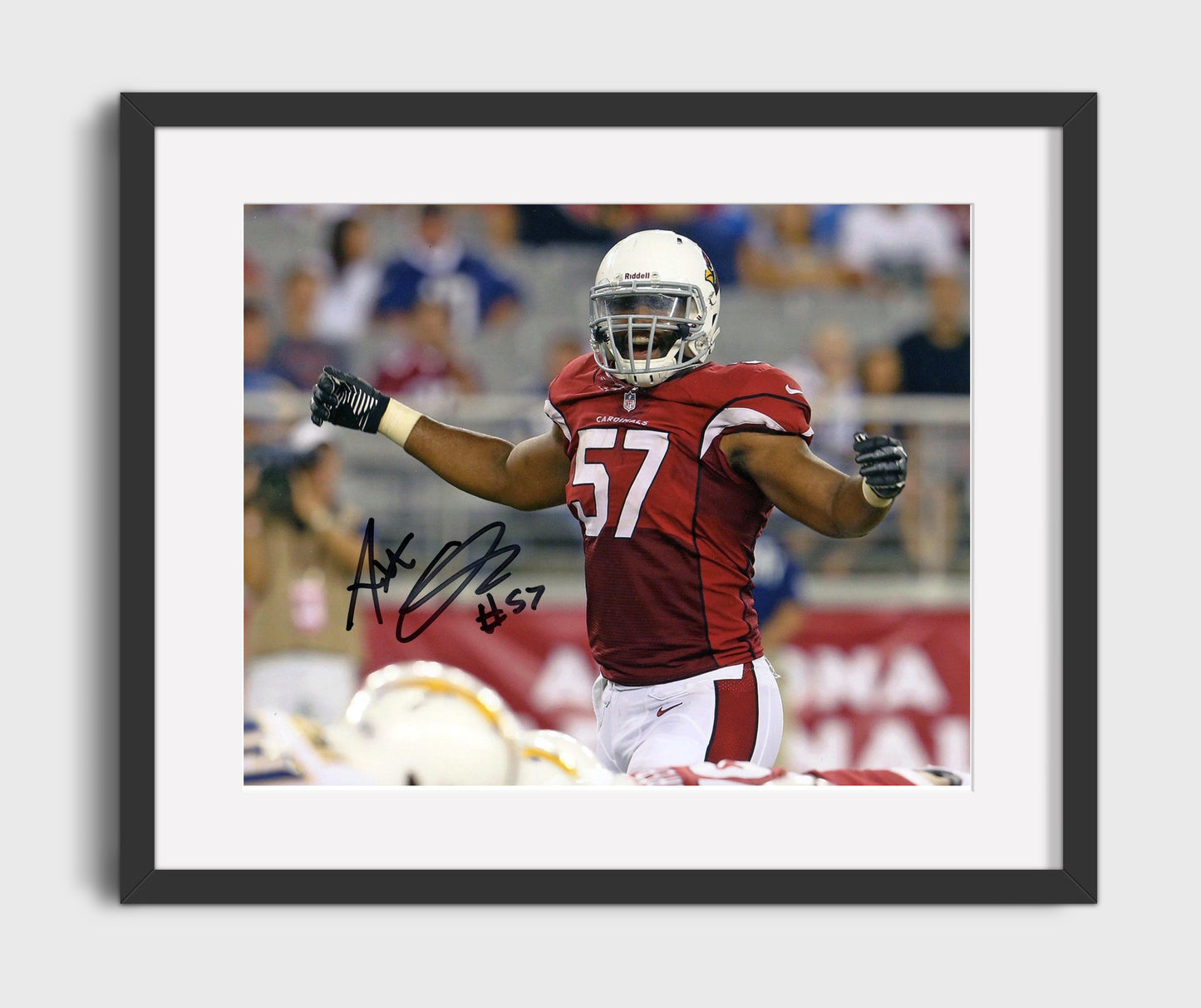 Alex Okafor - Arizona Football Defensive Celebration Vintage Football Wall Art - 16x20 Gallery Frame football decor