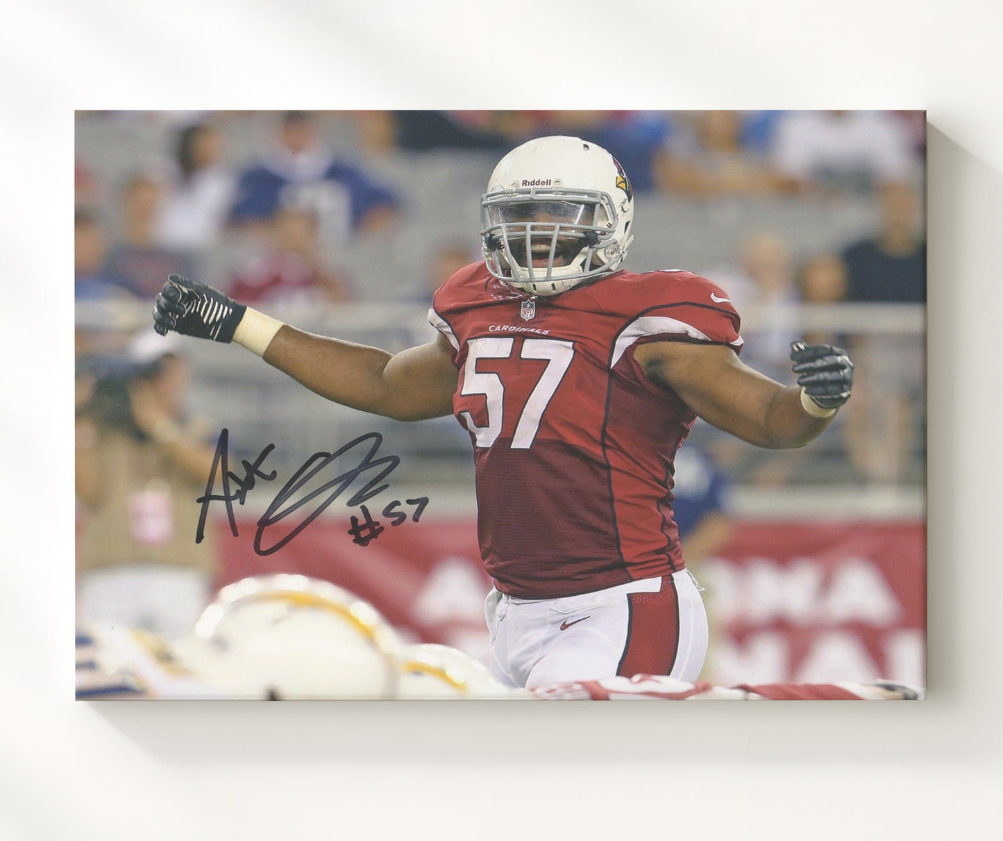 Alex Okafor - Arizona Football Defensive Celebration Vintage Football Wall Art - 20x24 Canvas football decor