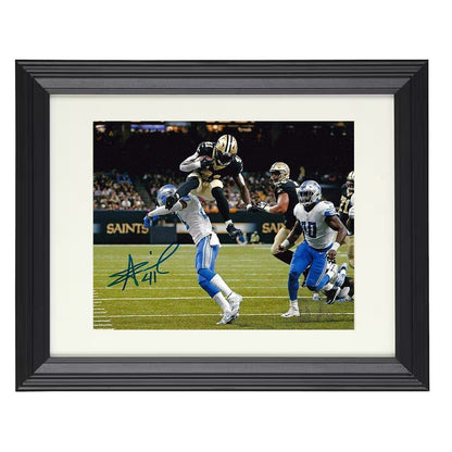 Alvin Kamara - New Orleans Football Leap Over Defender 8x10 Beveled Frame vintage football wall art