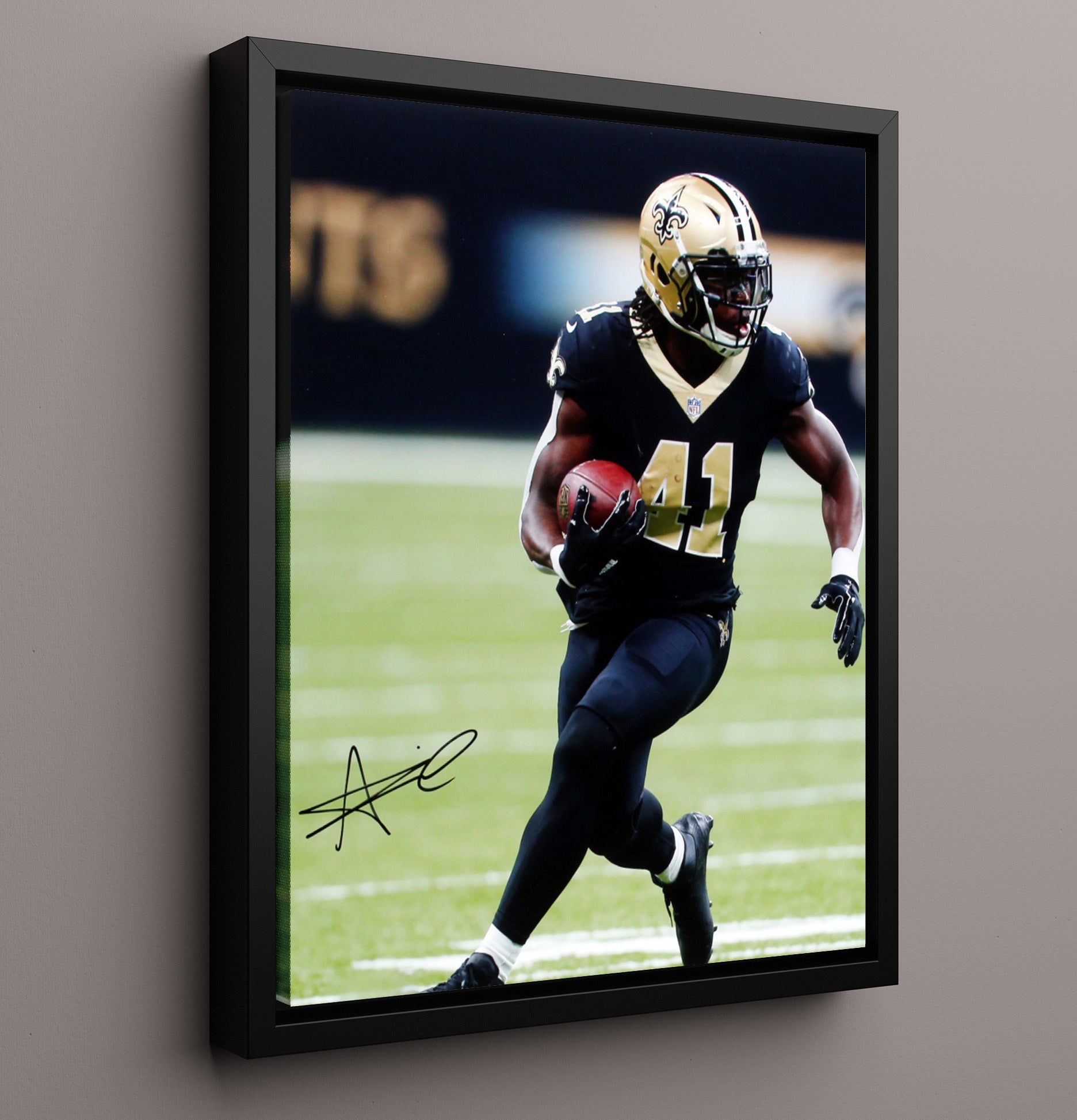 Alvin Kamara - New Orleans Football Running Back Open Field Run Football Wall Art - football wall art print