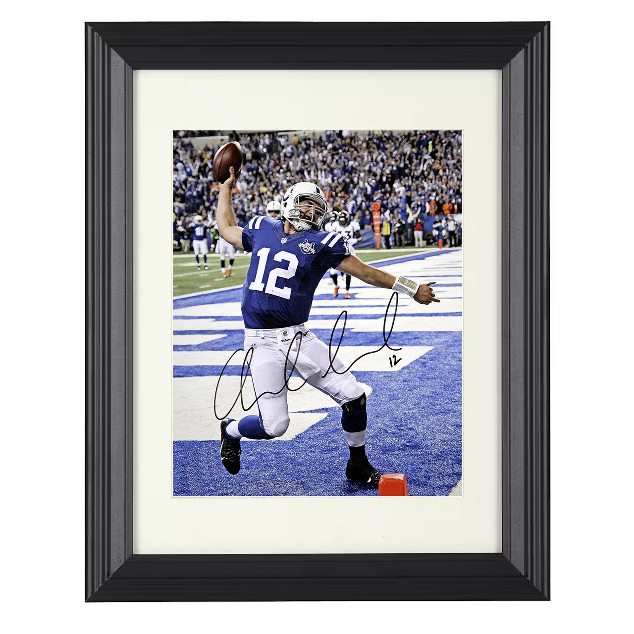 Andrew Luck – End Zone Fury Image – 8x10 black beveled framed football wall art