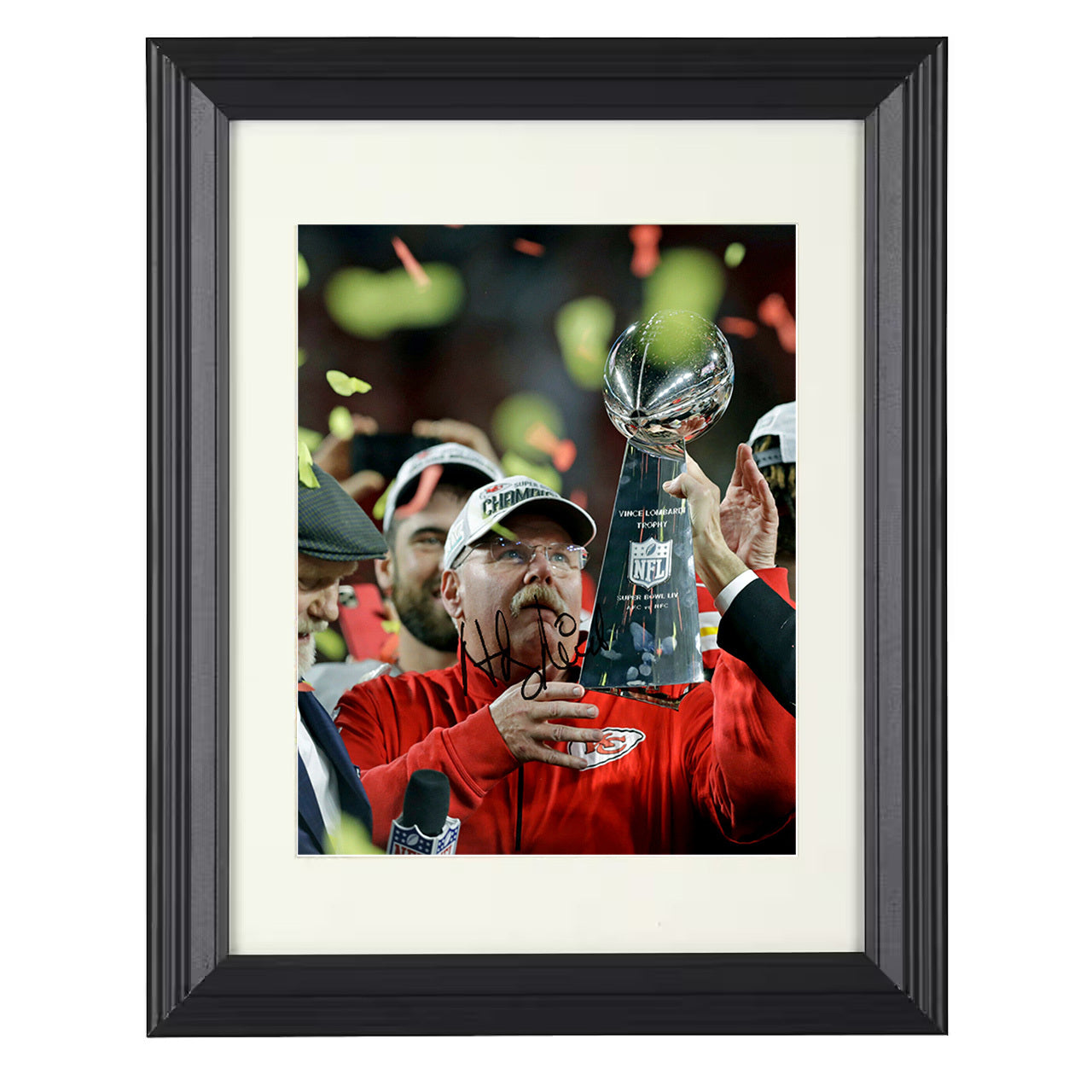 Andy Reid – Big Red and Big Trophy Image – 8x10 black beveled framed football wall art