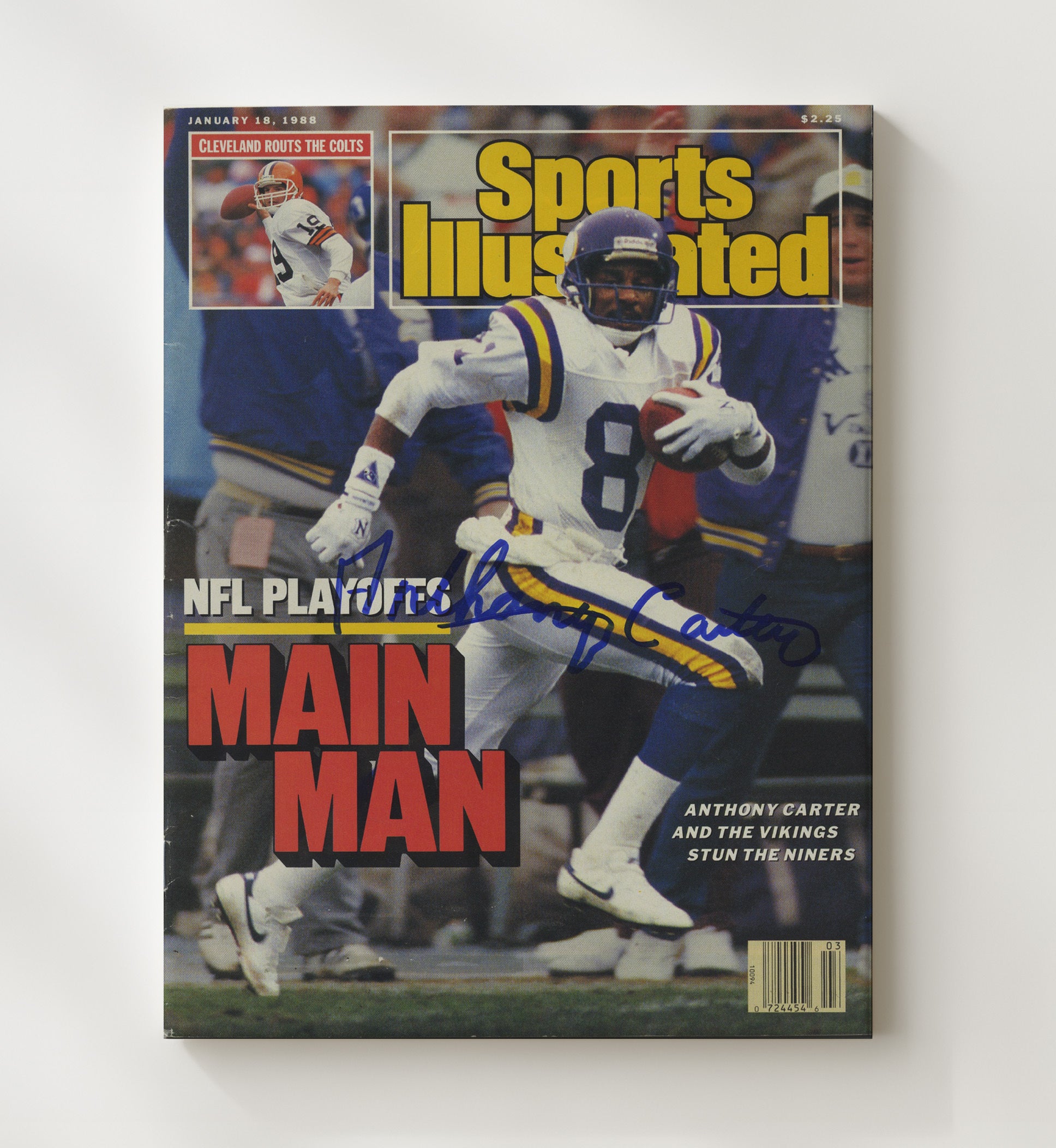 Anthony Carter - Minnesota Football NFL Playoffs Main Man Run 1988 SI Cover Football Wall Art - football wall art print
