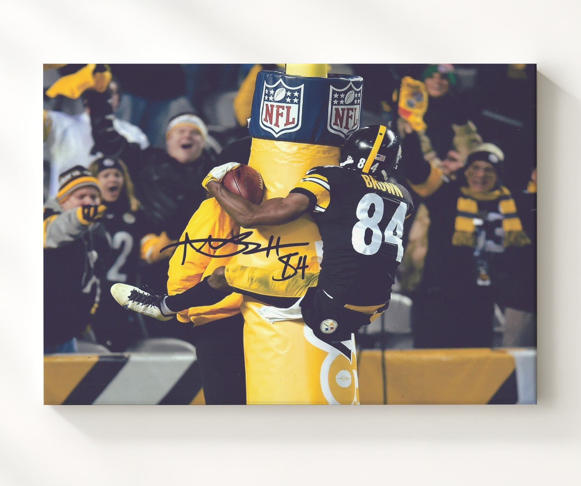 Antonio Brown - Pittsburgh Football Goal Post Touchdown Celebration Football Wall Art - football wall art print
