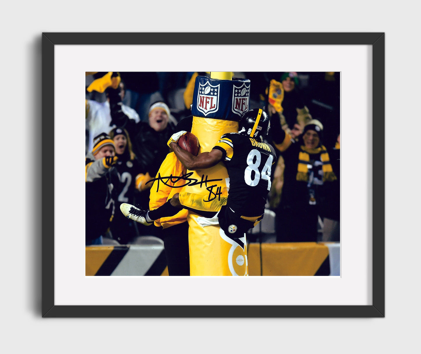 Antonio Brown Pittsburgh Goal Post Touchdown Celebration Football Wall Art 16x20 Gallery Framed Artwork wall art print - Football decor