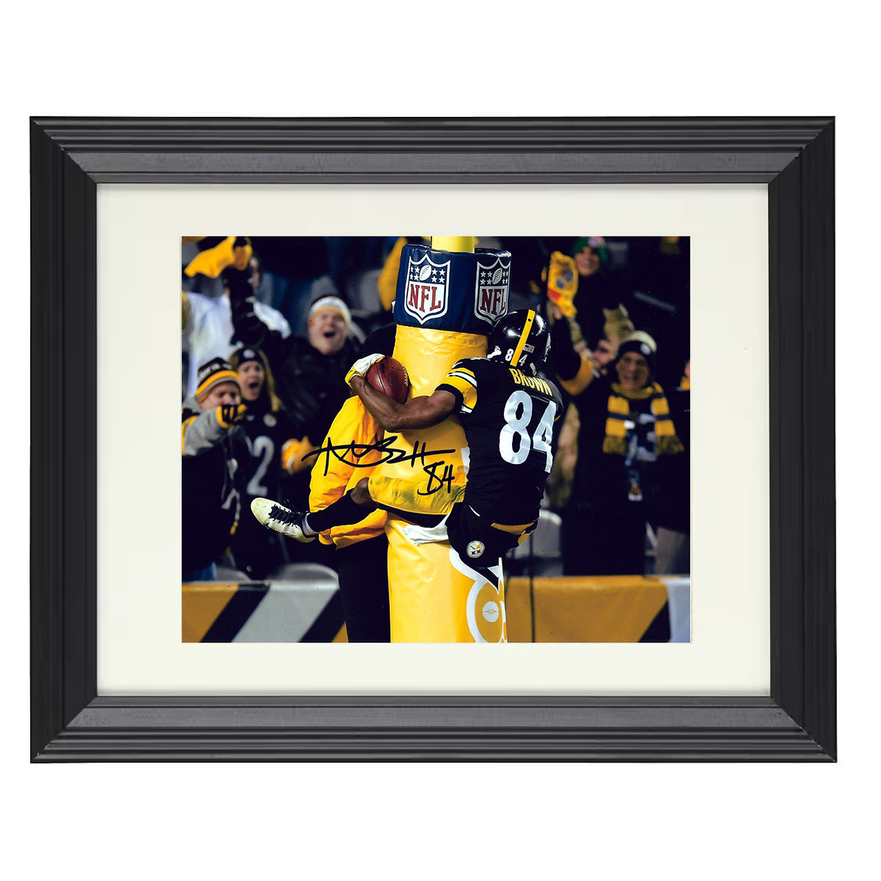 Antonio Brown – Pittsburgh Goal Post TD Celebration – 8x10 black beveled framed football wall art