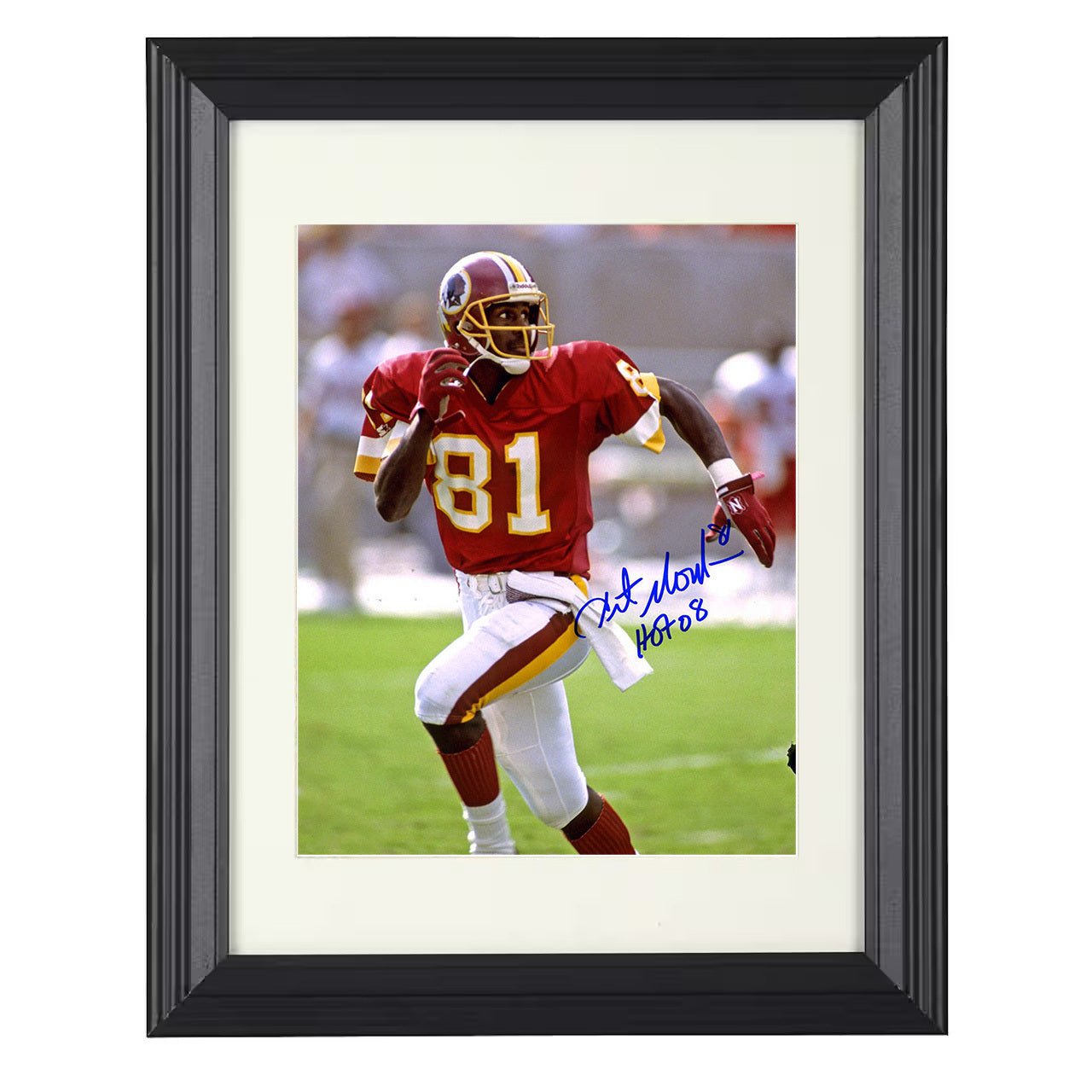 Art Monk – Washington Hall of Fame Receiver Image – 8x10 black beveled framed football wall art