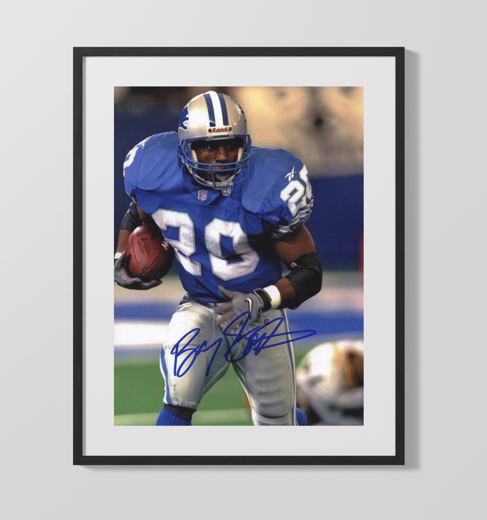 Barry Sanders - Elusive Greatness Vintage Football Wall Art - 16x20 Gallery Frame football decor