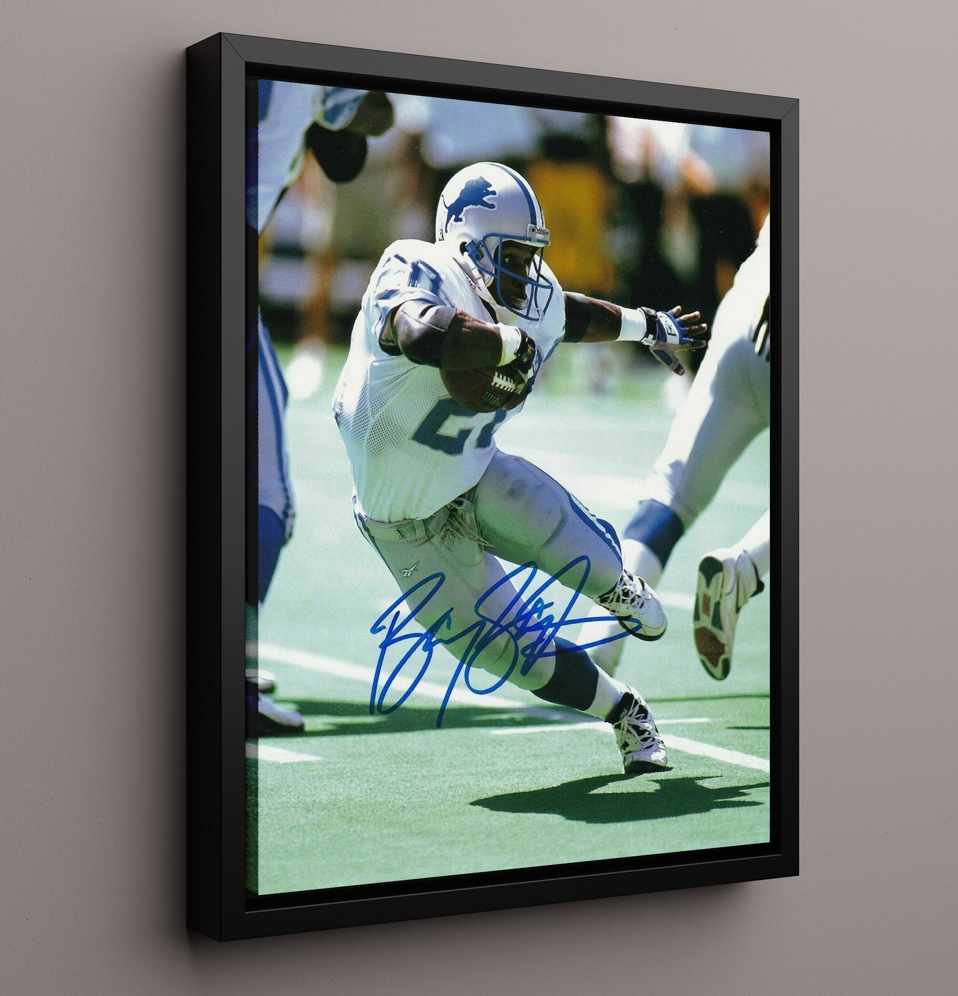 Barry Sanders - Human Joystick Vintage Football Wall Art - 16x20 Framed Canvas football decor