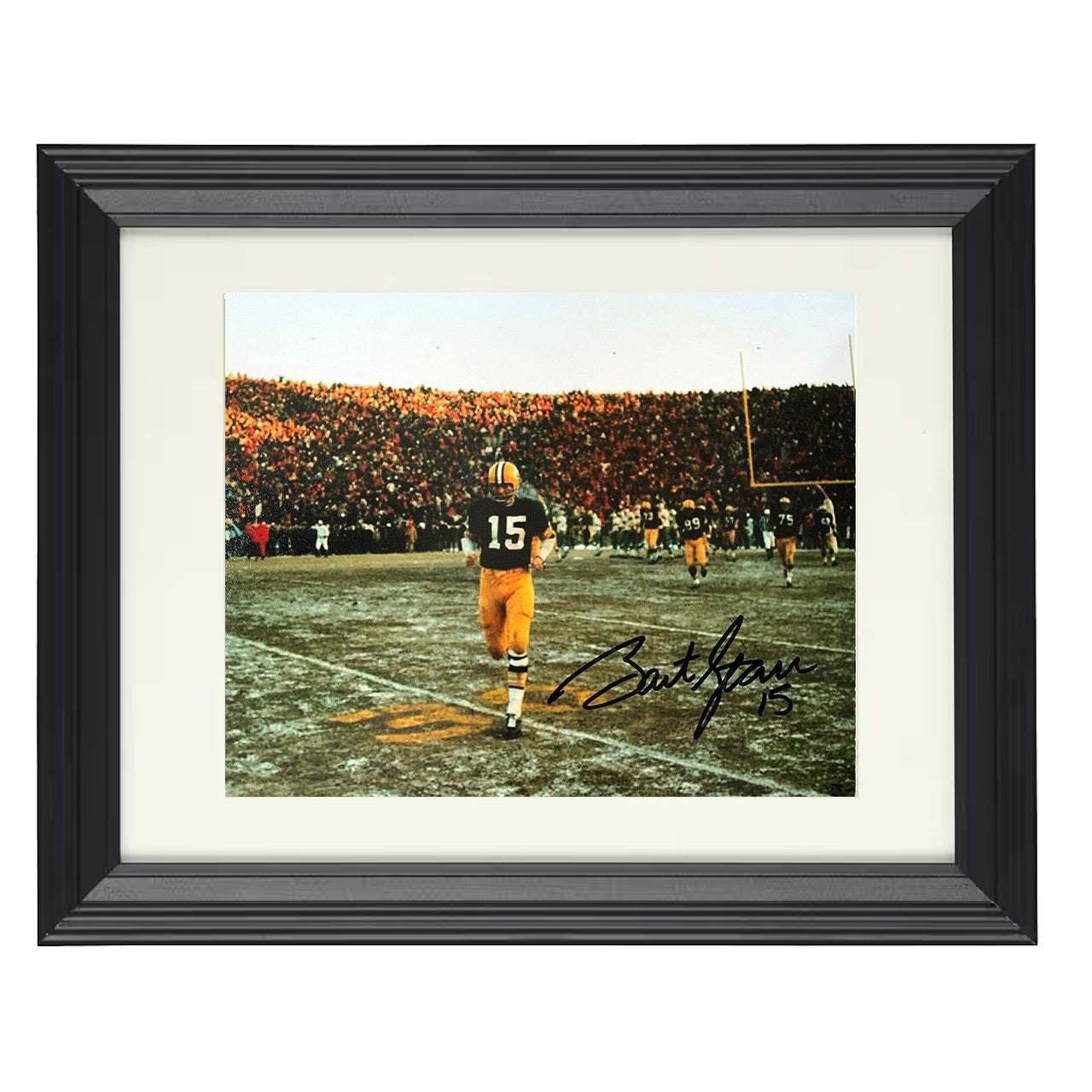 Bart Starr – Green Bay Frozen Tundra Walk Off – 8x10 black beveled framed football wall art