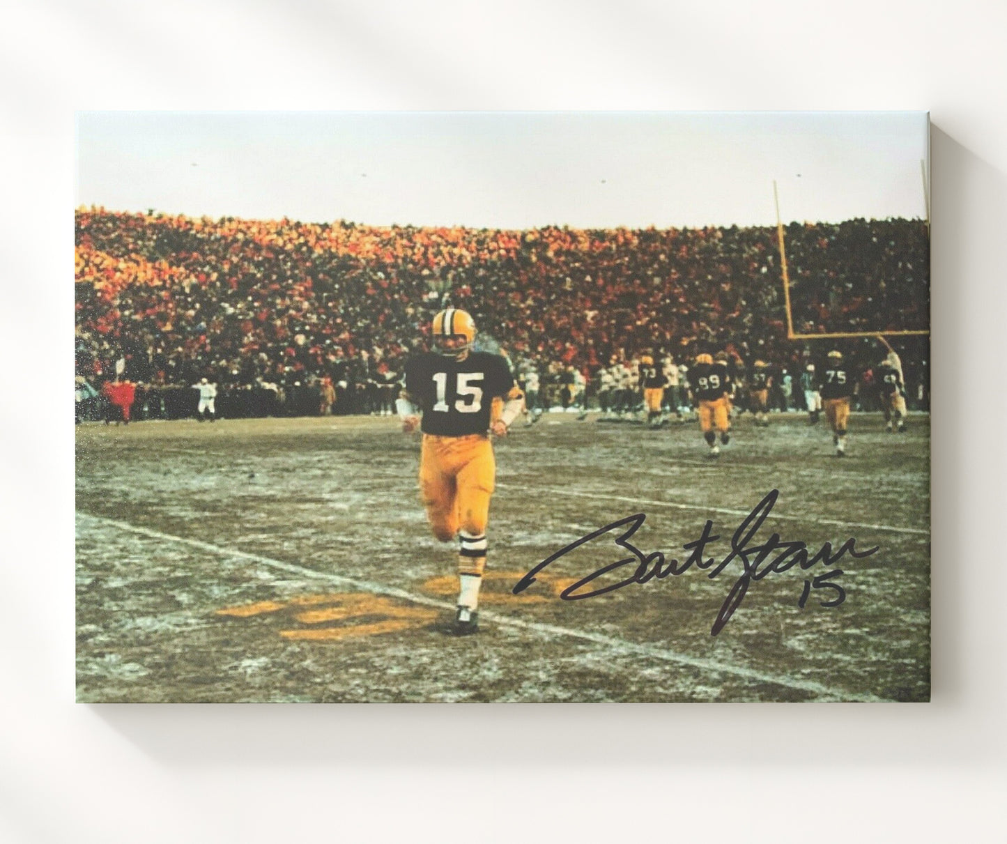 Bart Starr - Green Bay Football Frozen Tundra Walk Off Vintage Football Wall Art - 20x24 Canvas football decor