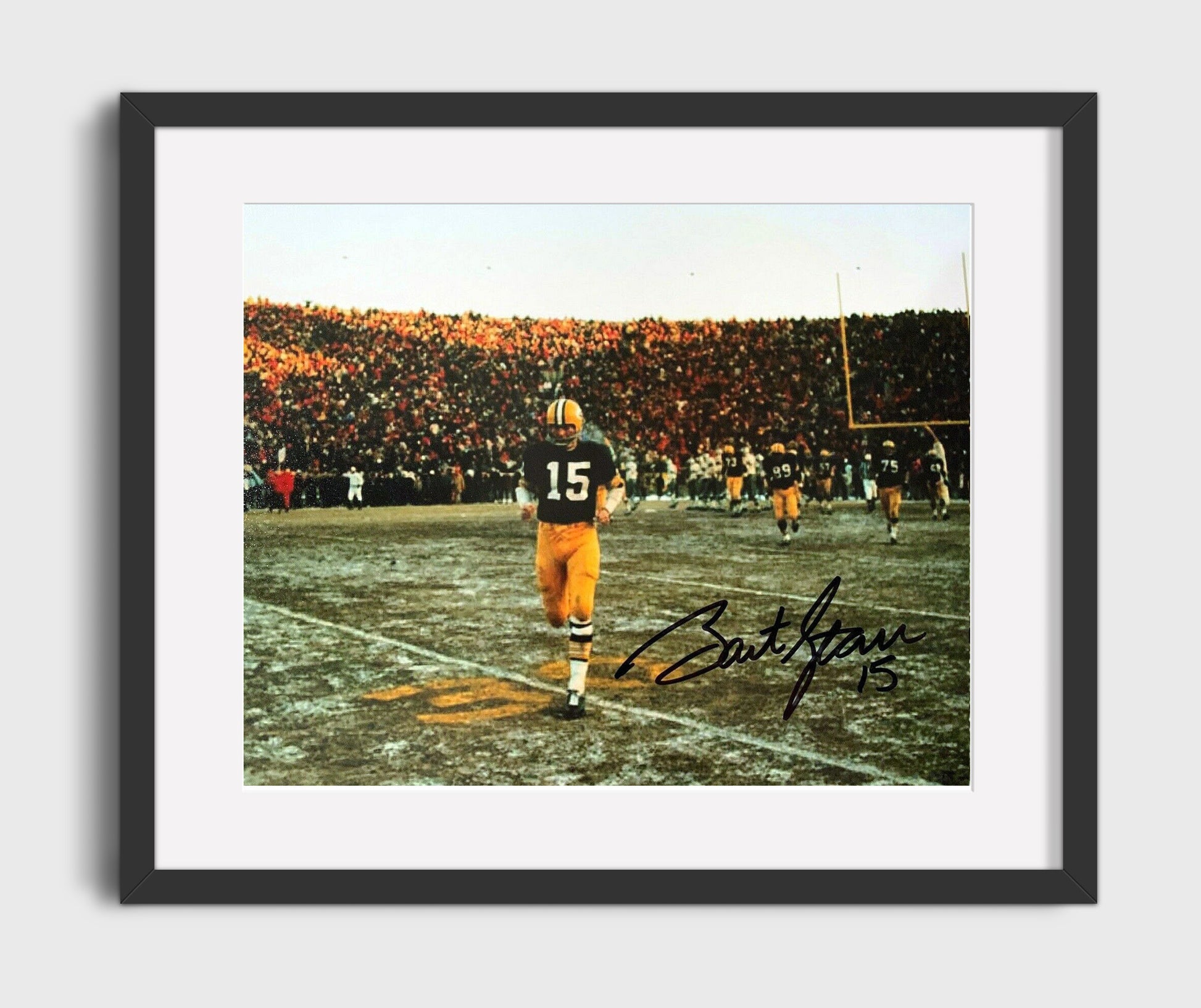 Bart Starr - Green Bay Football Frozen Tundra Walk Off Vintage Football Wall Art - 16x20 Gallery Frame football decor
