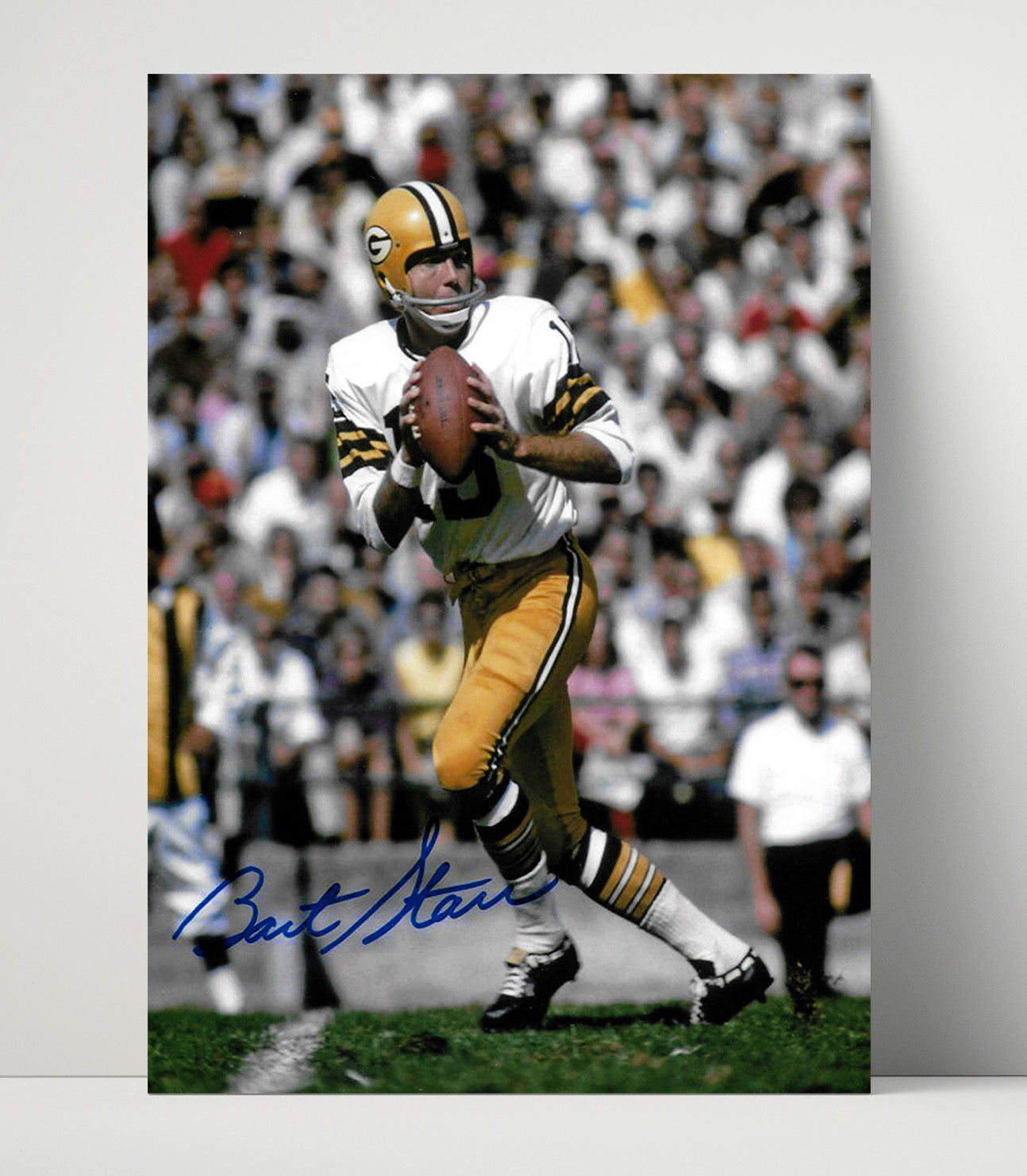 Bart Starr - Green Bay Football Quarterback Dropback Pass Football Wall Art - football wall art print