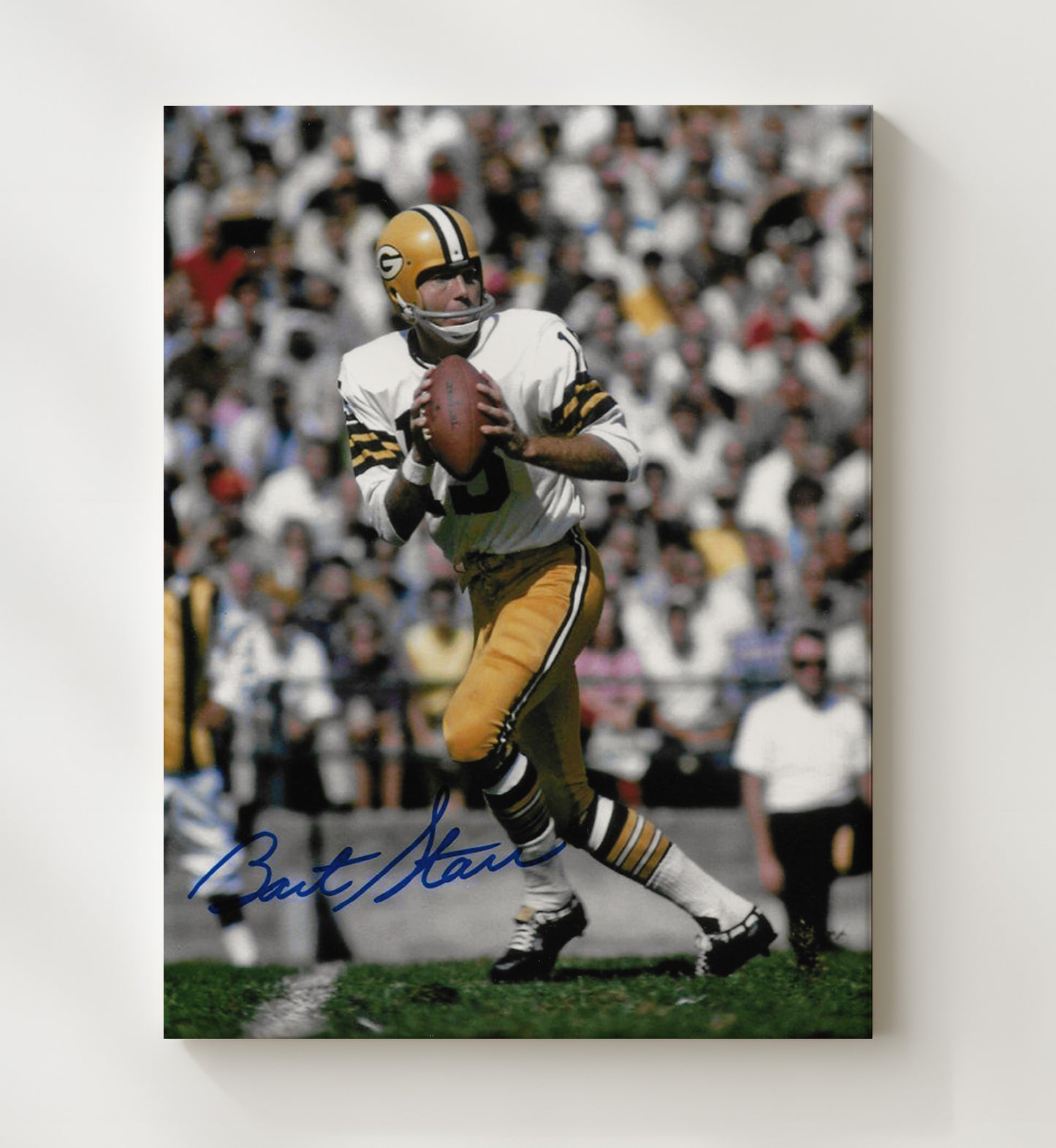 Bart Starr - Green Bay Football Quarterback Dropback Pass Football Wall Art - football wall art print