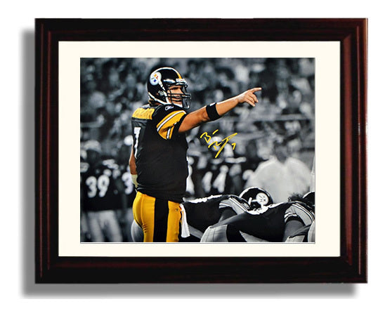 Ben Roethlisberger Pittsburgh Quarterback Pointing Play Football Wall Art Framed 8x10 Matted Beveled Frame wall art print - Football decor