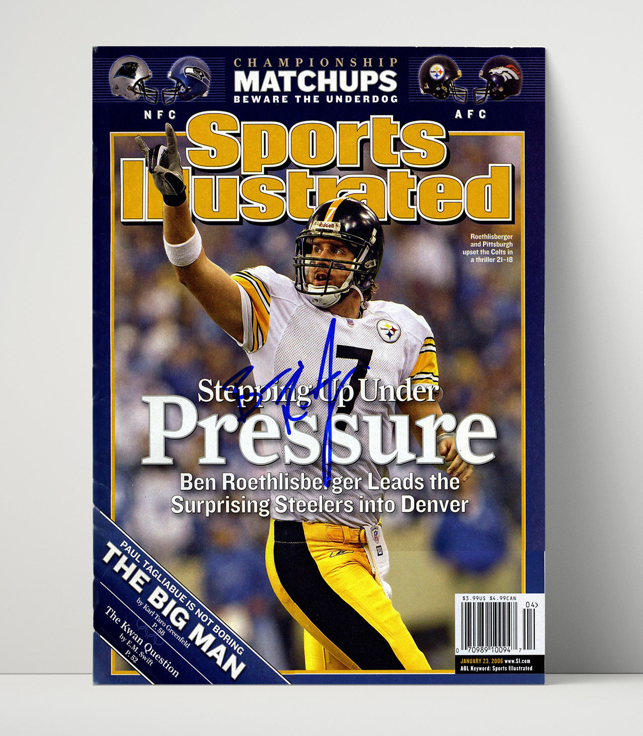 Ben Roethlisberger - Pittsburgh Football AFC Championship Stepping Up Under Pressure 2006 SI Cover Football Wall Art - football wall art print