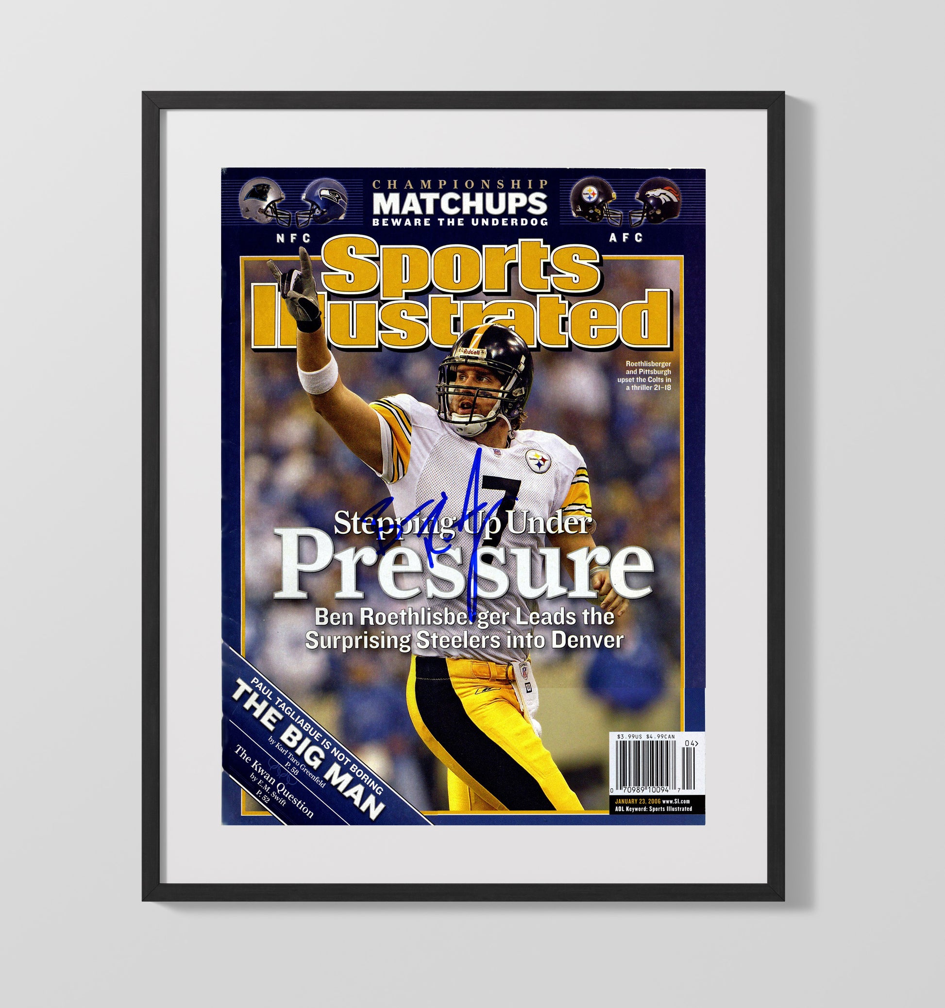 Ben Roethlisberger - Pittsburgh Football AFC Championship Stepping Up Under Pressure 2006 SI Cover Football Wall Art - football wall art print