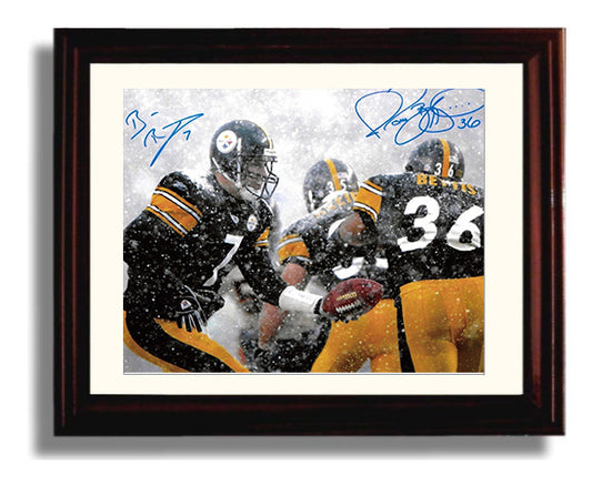Ben Roethlisberger and Jerome Bettis - Pittsburgh Football Snow Game Hand Off 8x10 Canvas vintage football wall art