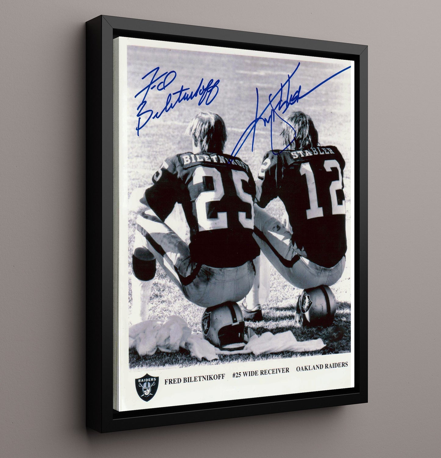 Biletnikoff and Stabler - Raider Legends Vintage Football Wall Art - 16x20 Framed Canvas football decor
