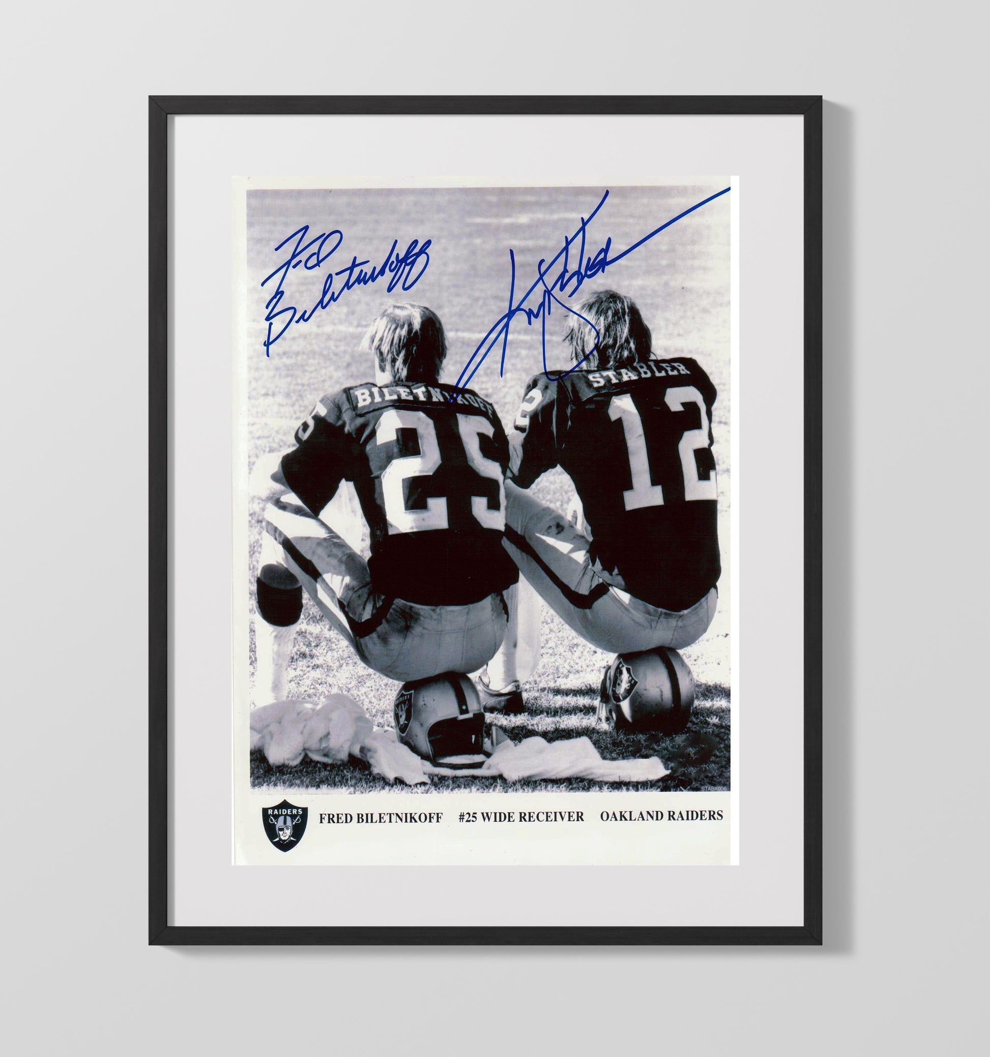 Biletnikoff and Stabler - Raider Legends Vintage Football Wall Art - 16x20 Gallery Frame football decor