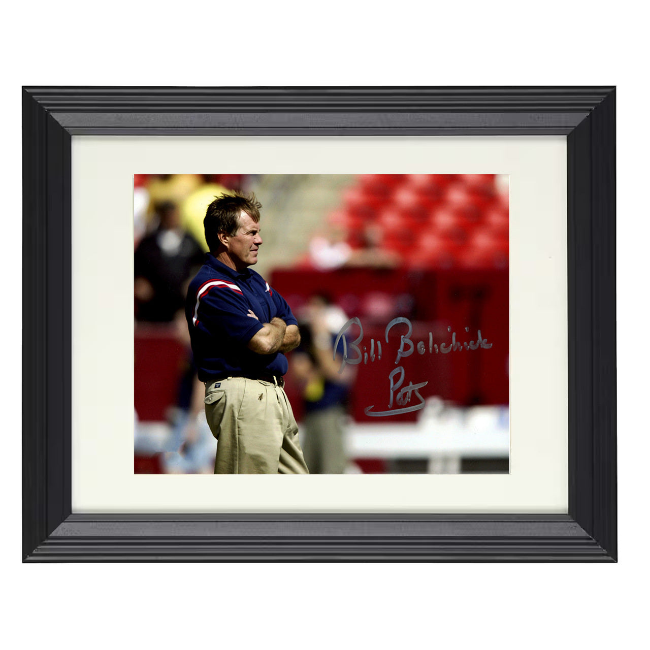 Bill Belichick – New England Coach Arms Crossed Sideline – 8x10 black beveled framed football wall art