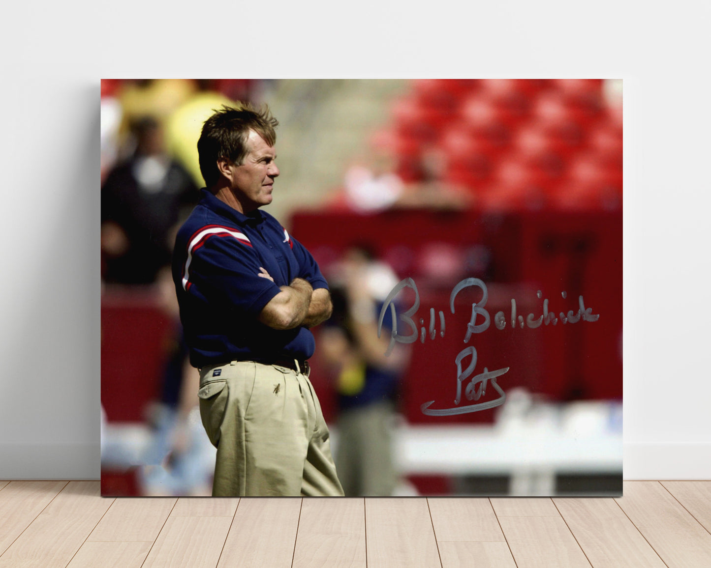 Bill Belichick New England Coach Arms Crossed Sideline Football Wall Art Unframed 8x10 in Plastic Sleeve wall art print - Football decor