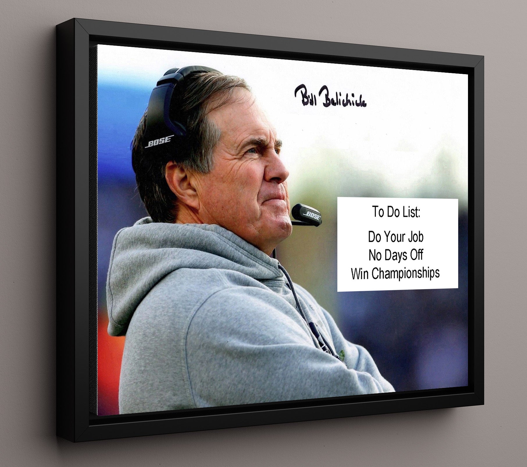 Bill Belichick - New England Football Coach Do Your Job Message Vintage Football Wall Art - 16x20 Framed Canvas football decor