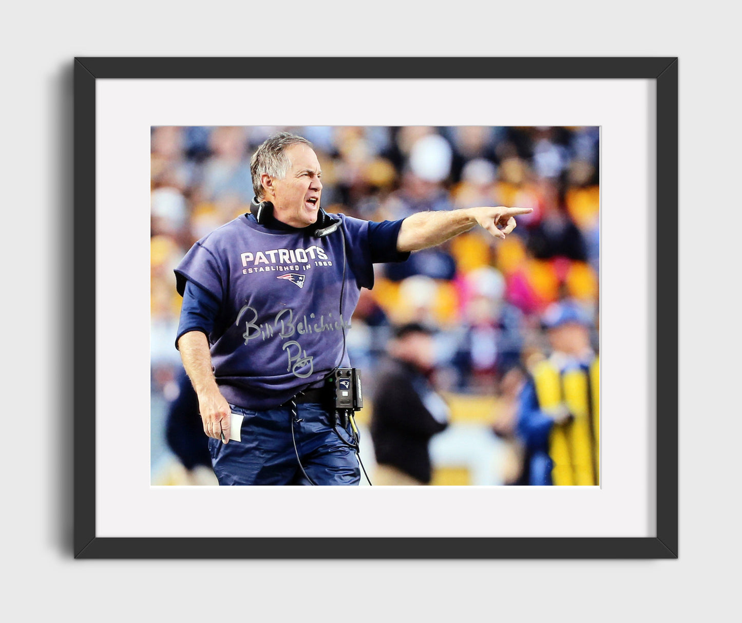 Bill Belichick - New England Football Coach Sideline Pointing Command Football Wall Art - football wall art print