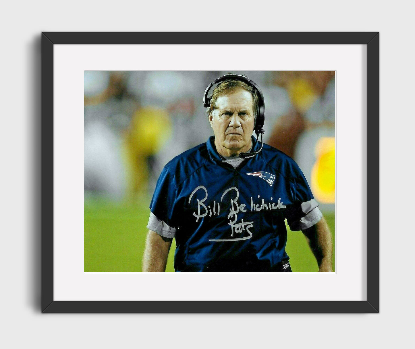Bill Belichick - New England Football Coach Sideline Portrait Vintage Football Wall Art - 16x20 Gallery Frame football decor