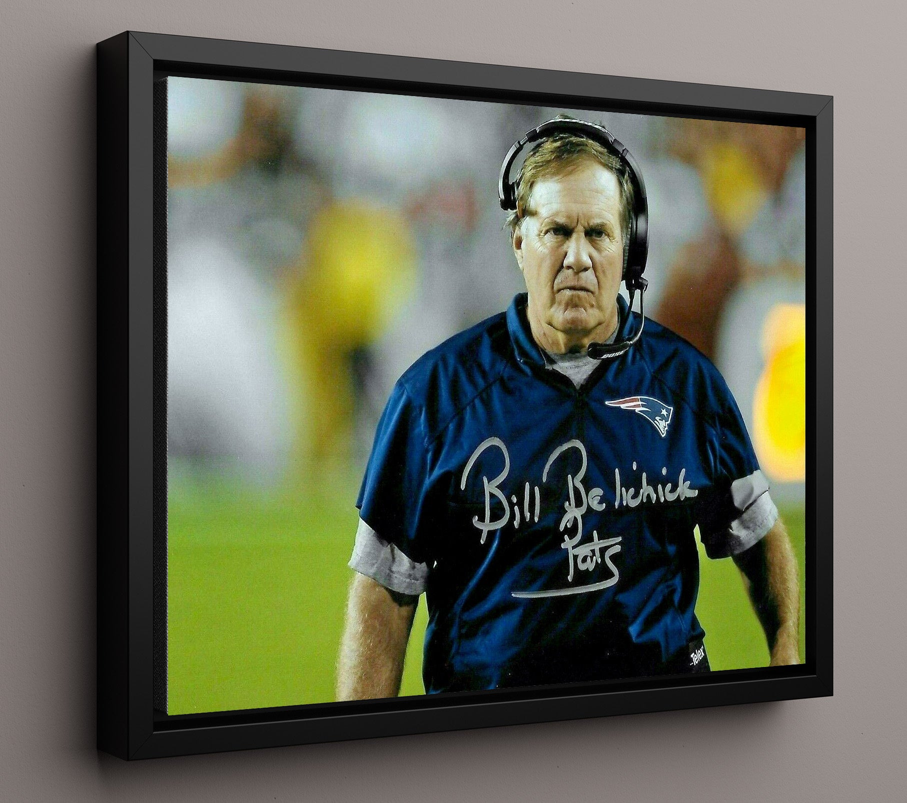 Bill Belichick New England Coach Sideline Football Wall Art 16x20 Floating Canvas Display wall art print - Football decor