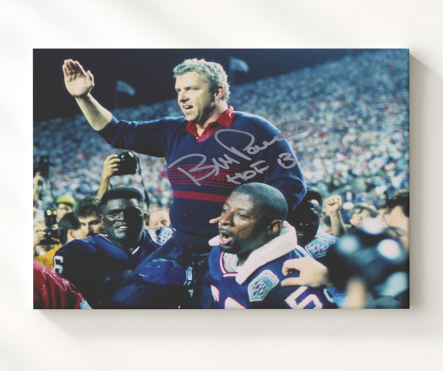 Bill Parcells - New York Football Coach Carried Off Field Celebration Vintage Football Wall Art - 20x24 Canvas football decor