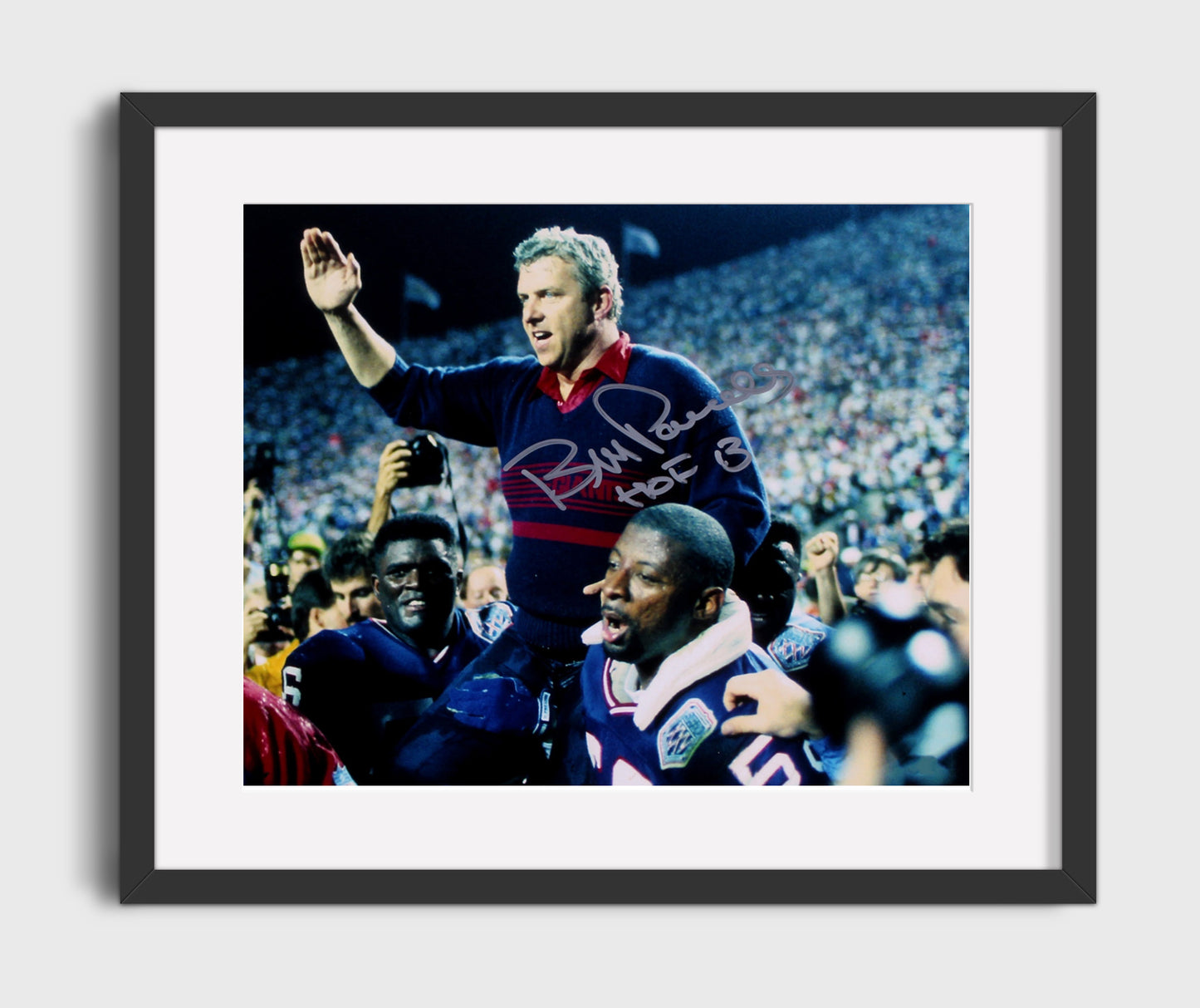 Bill Parcells - New York Football Coach Carried Off Field Celebration Vintage Football Wall Art - 16x20 Gallery Frame football decor