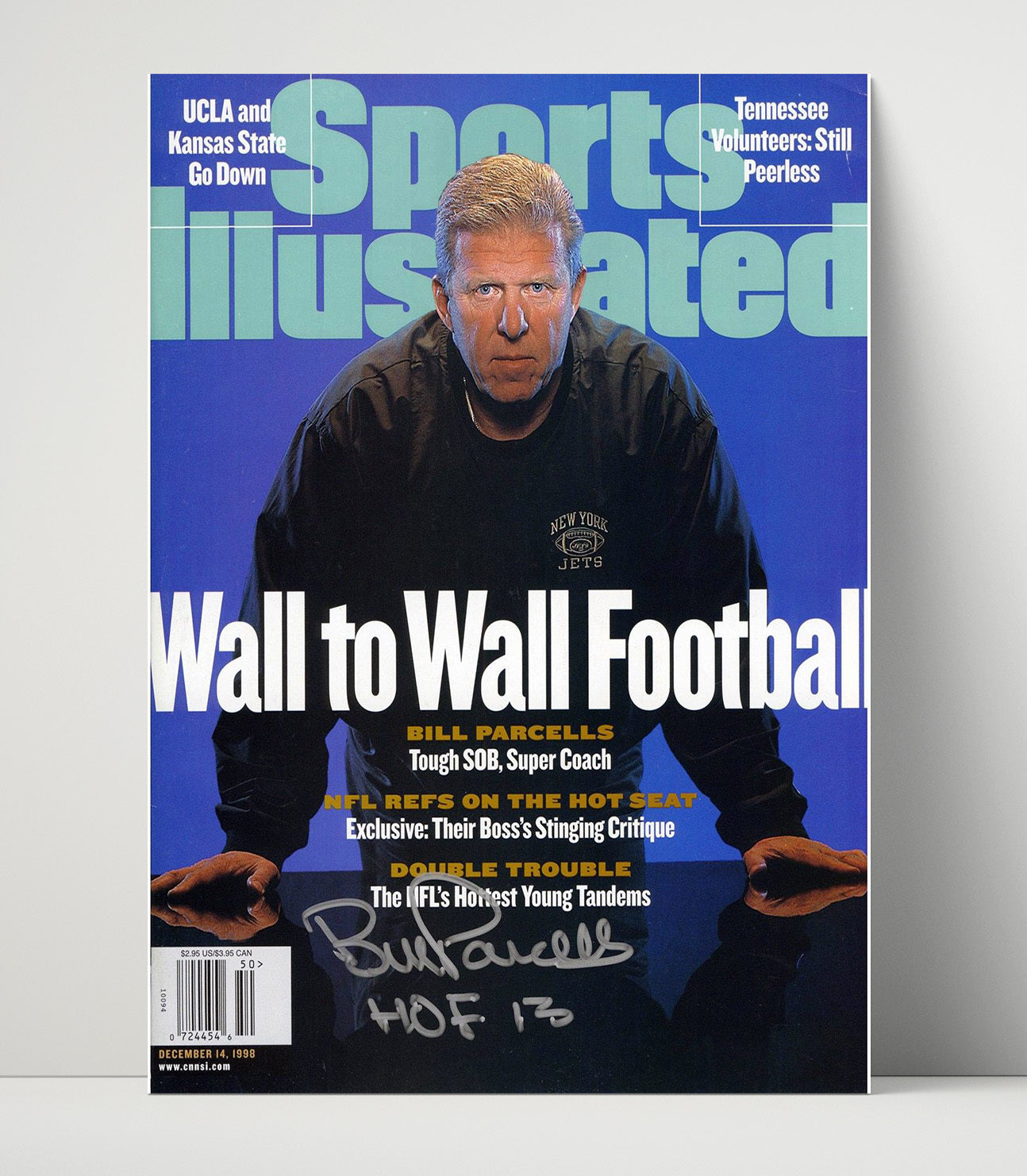 Bill Parcells - New York football Wall to Wall Football Coach Portrait 1998 SI Cover Vintage Football Wall Art - 16x20 Unframed Print football decor