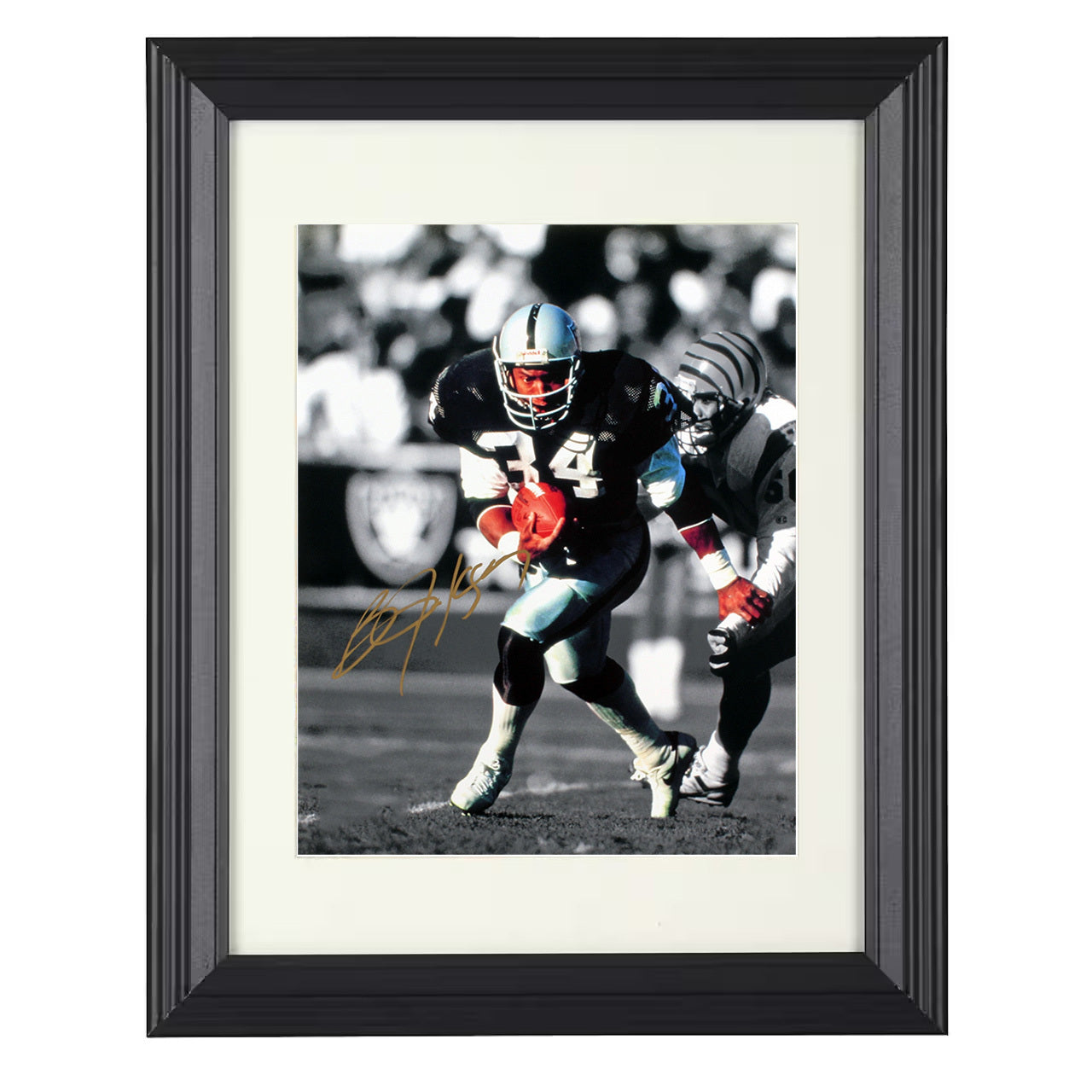 Bo Jackson – Power Run Image – 8x10 black beveled framed football wall art