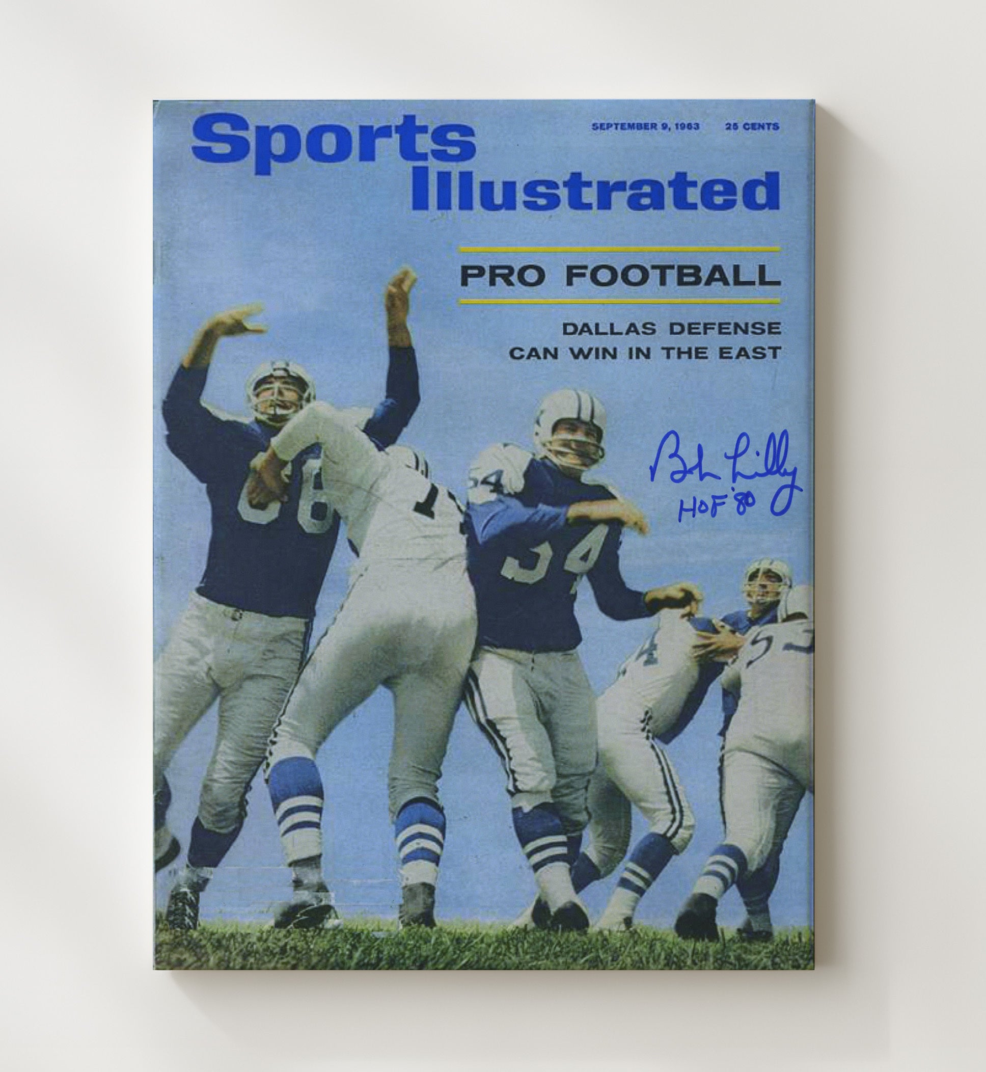 Bob Lilly - Dallas Football Defensive Line SI Cover 1963 Vintage Football Wall Art - 20x24 Canvas football decor