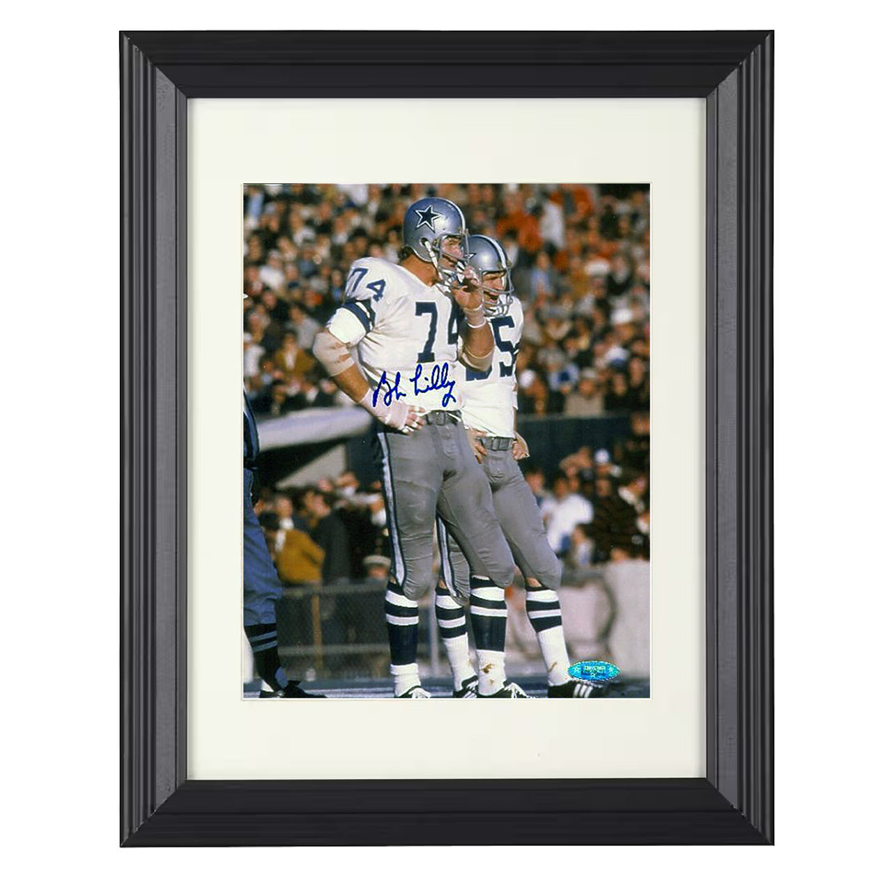 Bob Lilly – Dallas Defense Tackle Calling Signals on Field – 8x10 black beveled framed football wall art