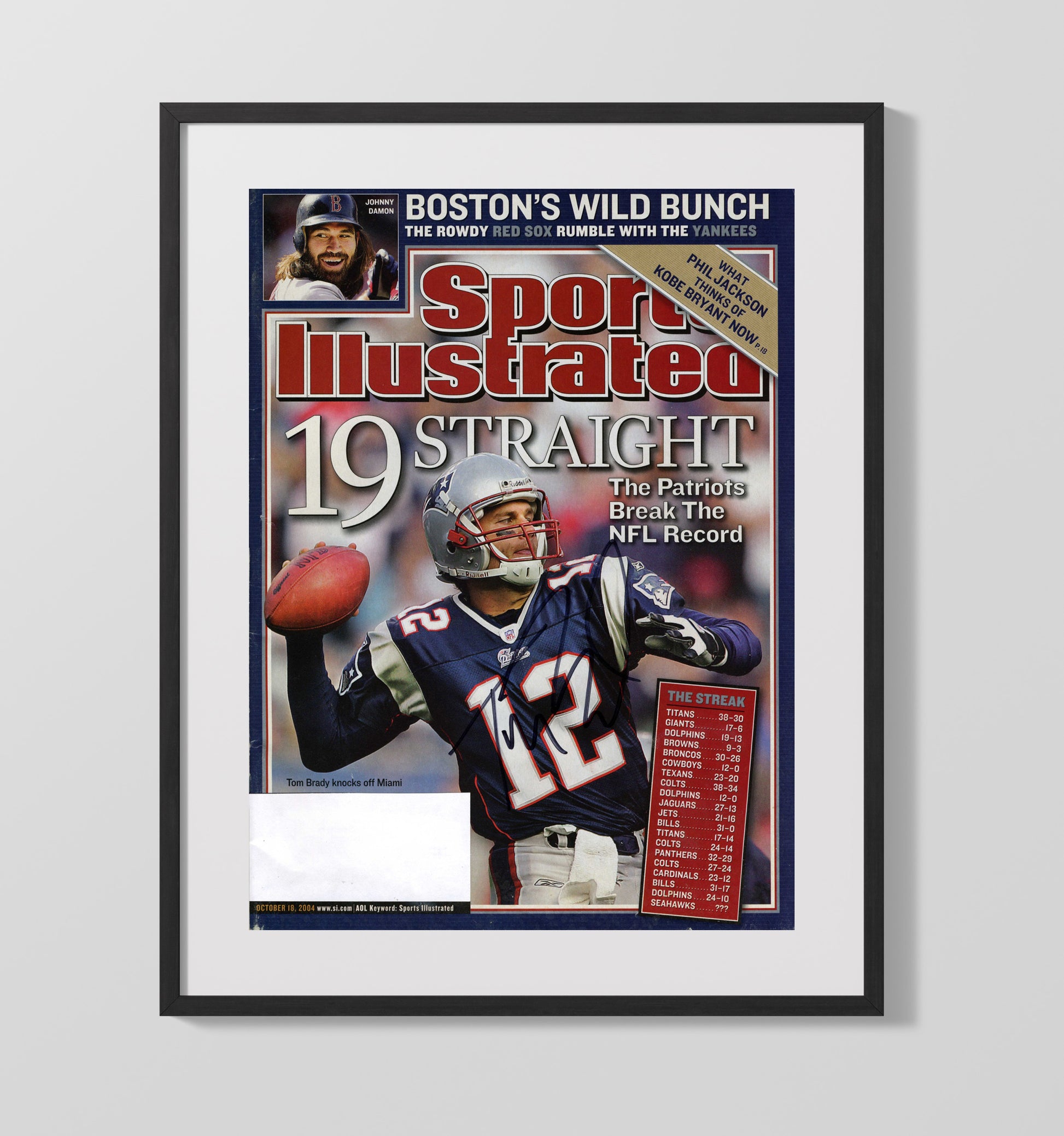 Brady - New England Football 19 Straight Wins NFL Record 2004 SI Cover Football Wall Art - football wall art print