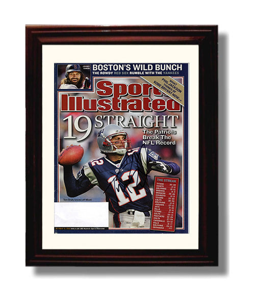 Brady - New England Football 19 Straight Wins NFL Record 2004 SI Cover 8x10 Canvas vintage football wall art