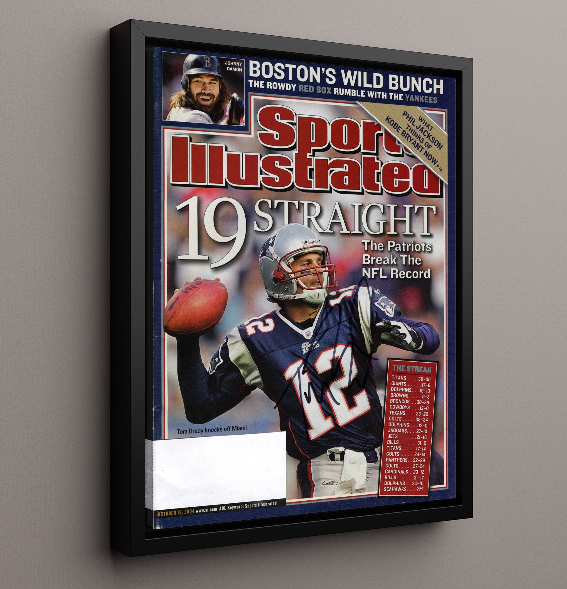 Brady - New England Football 19 Straight Wins NFL Record 2004 SI Cover Football Wall Art - football wall art print