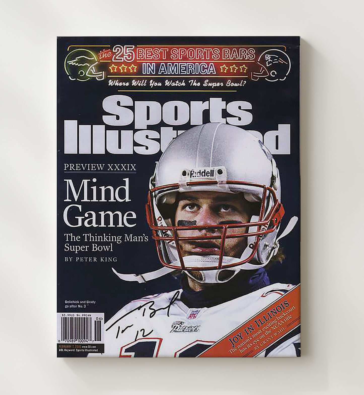 Brady - New England Football Super Bowl Xxxix Mind Game Preview 2005 SI Cover Football Wall Art - football wall art print