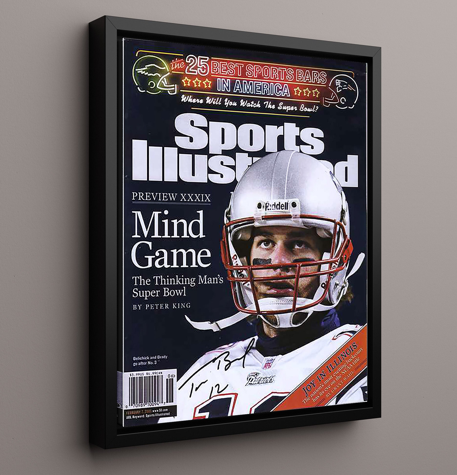 Brady - New England Football Super Bowl Xxxix Mind Game Preview 2005 SI Cover Football Wall Art - football wall art print