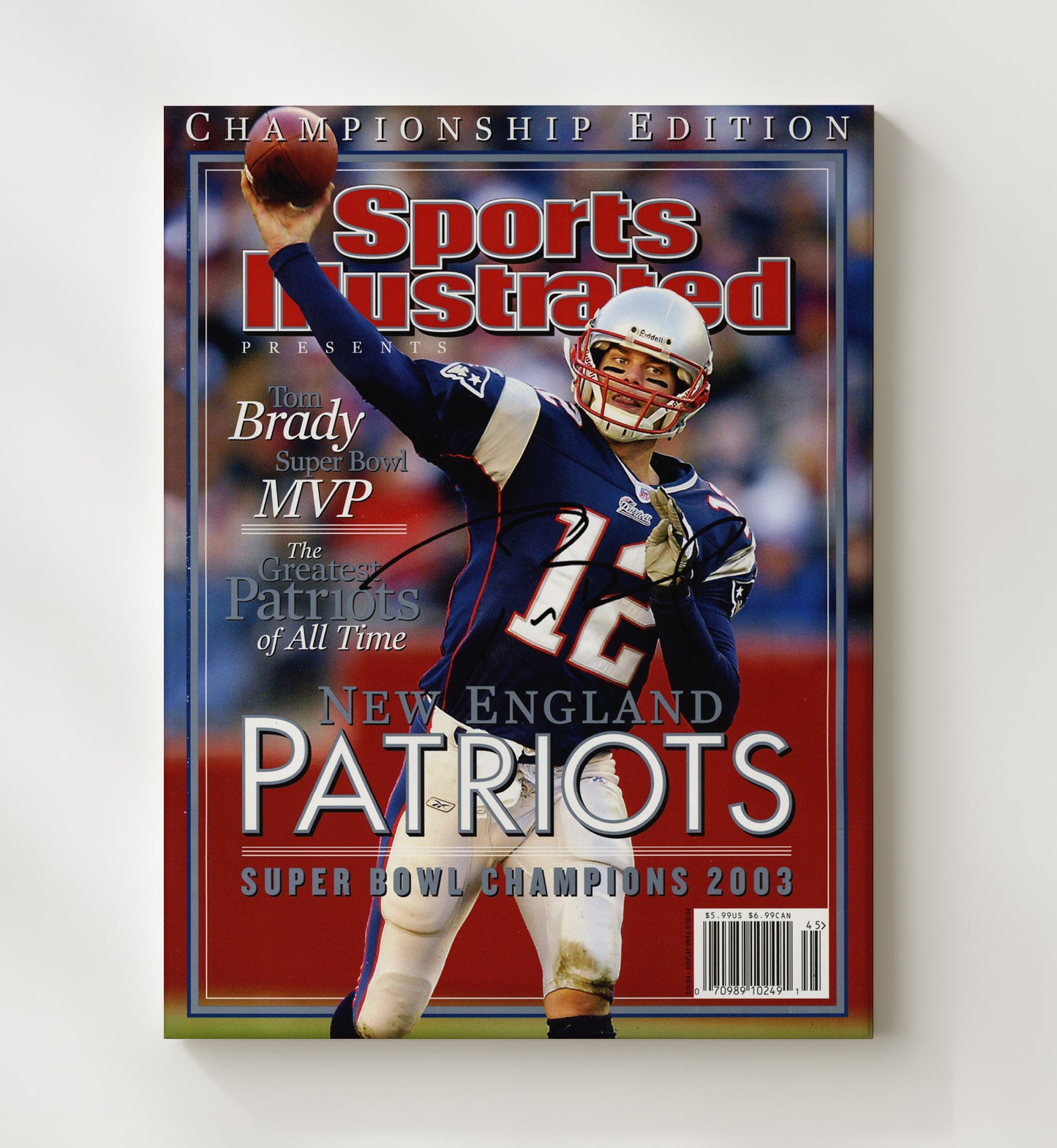 Brady - New England Football Super Bowl Xxxviii Championship Commemorative 2003 SI Cover Football Wall Art - football wall art print