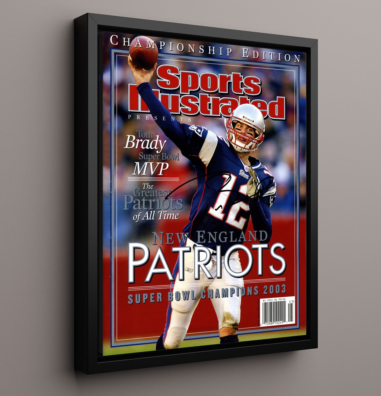 Brady - New England Football Super Bowl Xxxviii Championship Commemorative 2003 SI Cover Football Wall Art - football wall art print