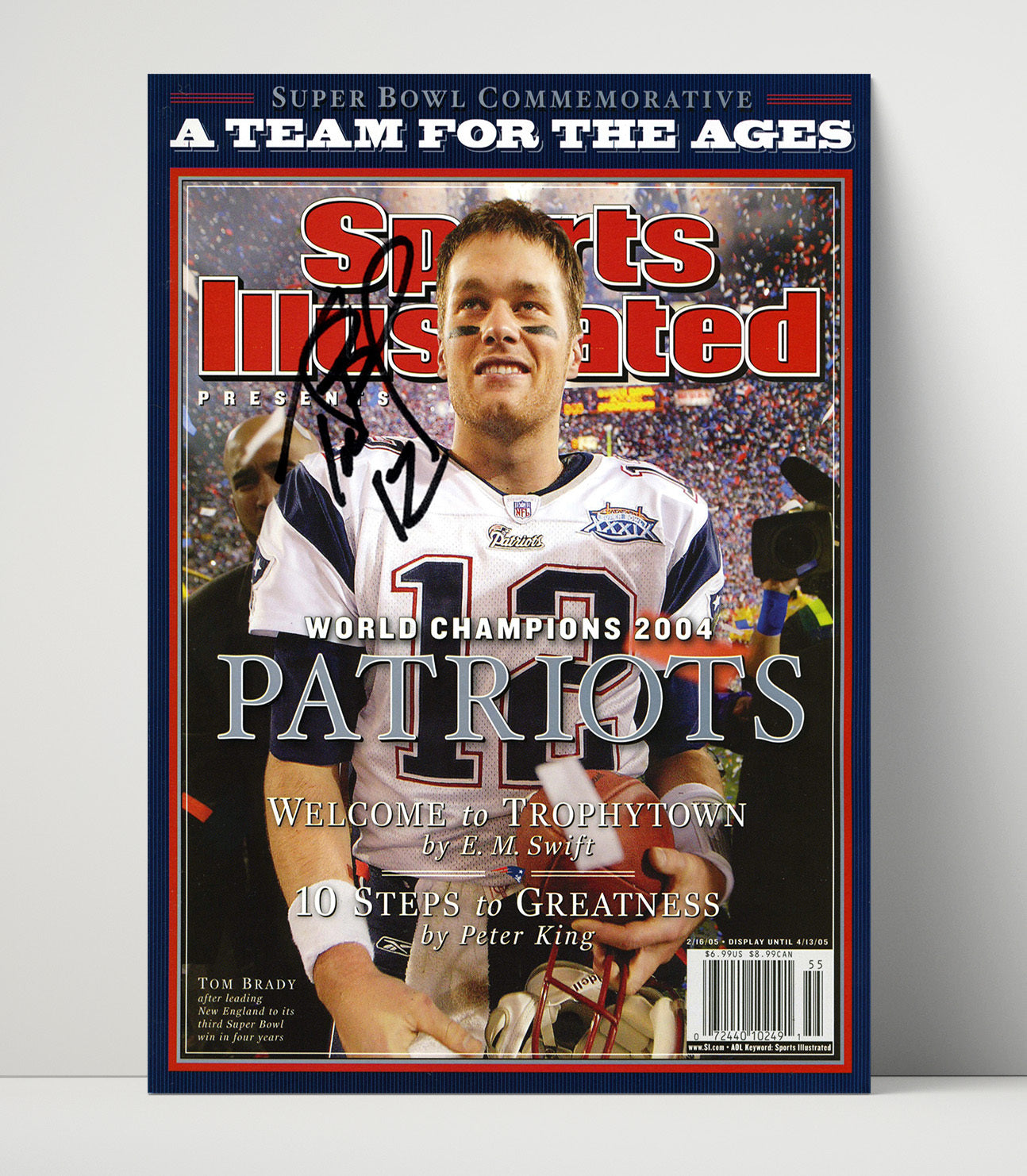 Brady - New England football Super Bowl XXXVIII Championship Commemorative 2004 SI Cover Vintage Football Wall Art - 16x20 Unframed Print football decor