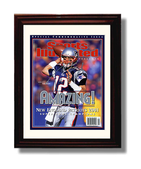 Brady - New England Football Super Bowl XXXVI Championship Commemorative 2001 SI Cover 8x10 Canvas vintage football wall art
