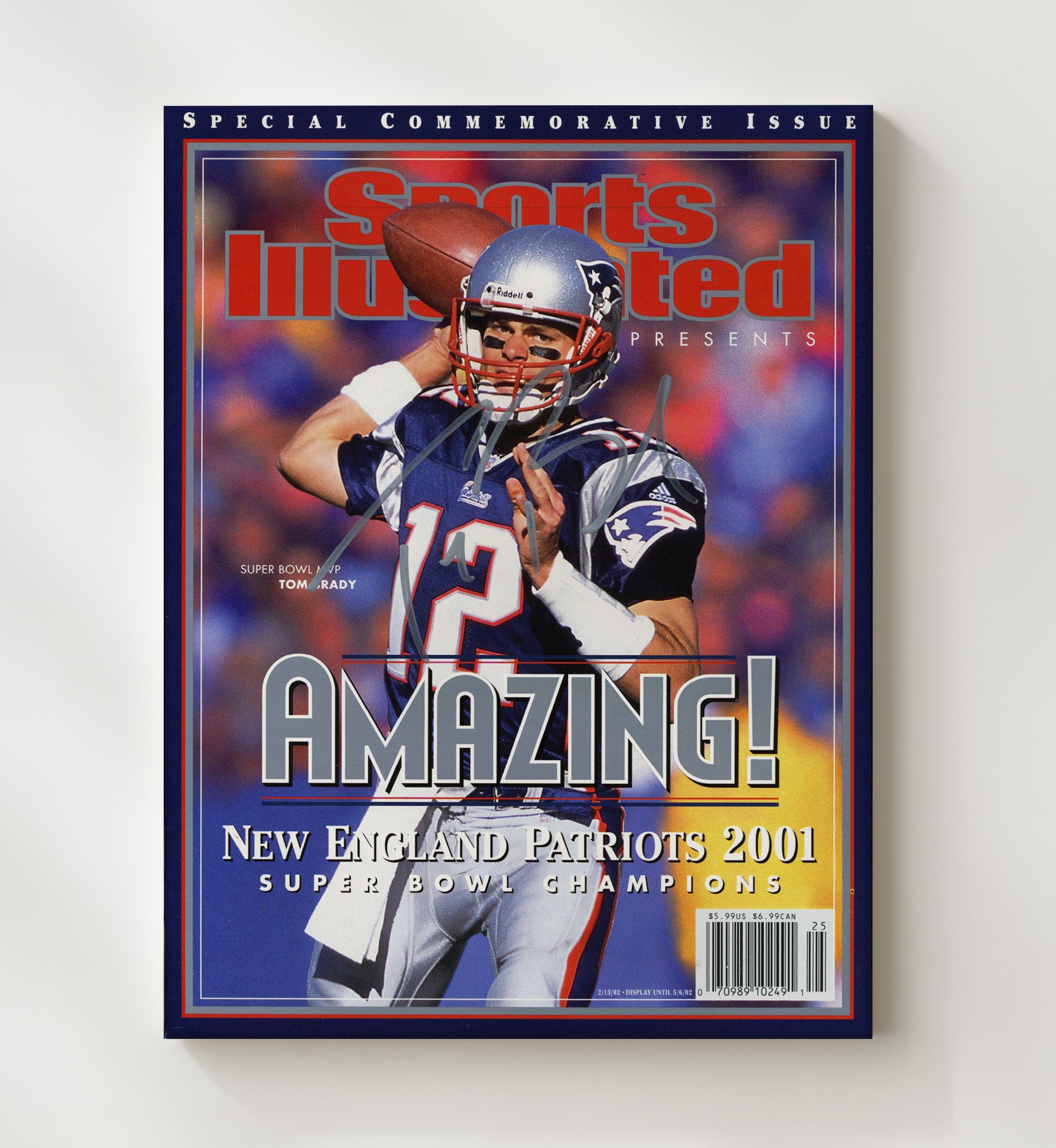 Brady - New England Football Super Bowl Xxxvi Championship Commemorative 2001 SI Cover Football Wall Art - football wall art print