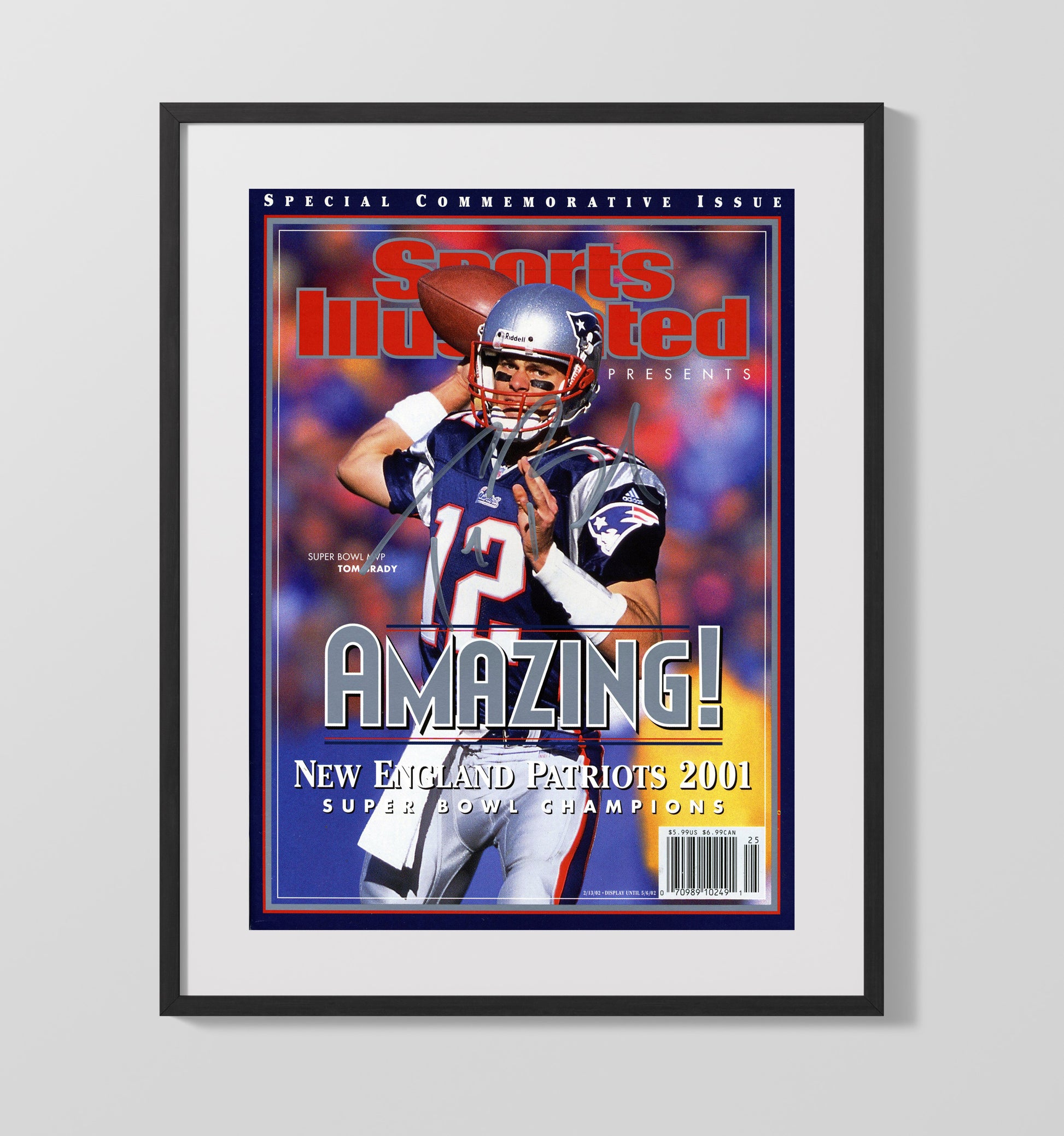 Brady - New England Football Super Bowl Xxxvi Championship Commemorative 2001 SI Cover Football Wall Art - football wall art print