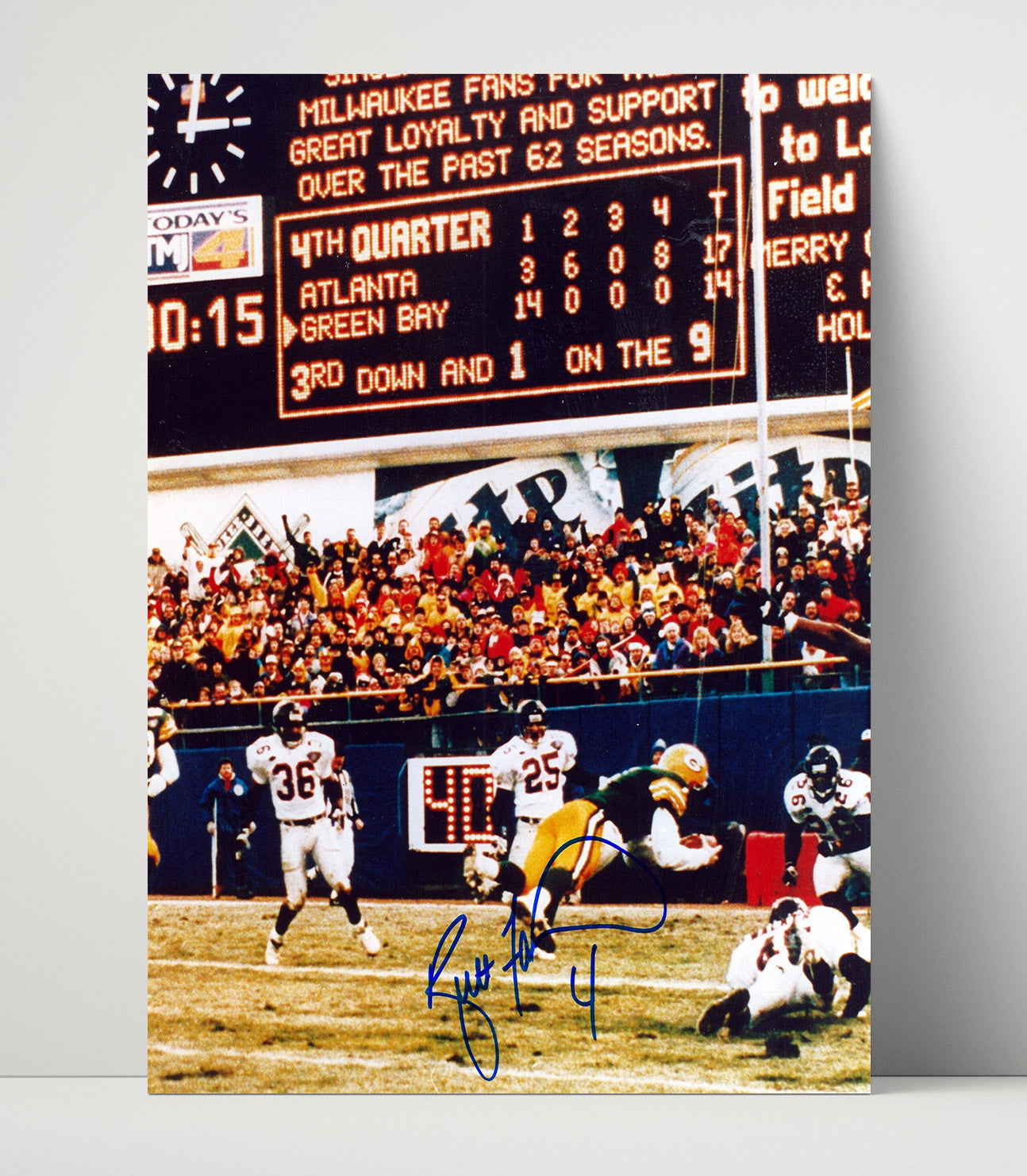 Brett Favre - Frozen Tundra Dive Football Wall Art - football wall art print