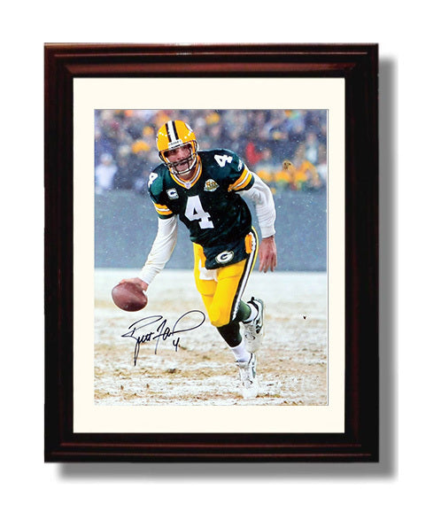 Brett Favre - Green Bay Football Snow Game Quarterback Run 8x10 Canvas vintage football wall art