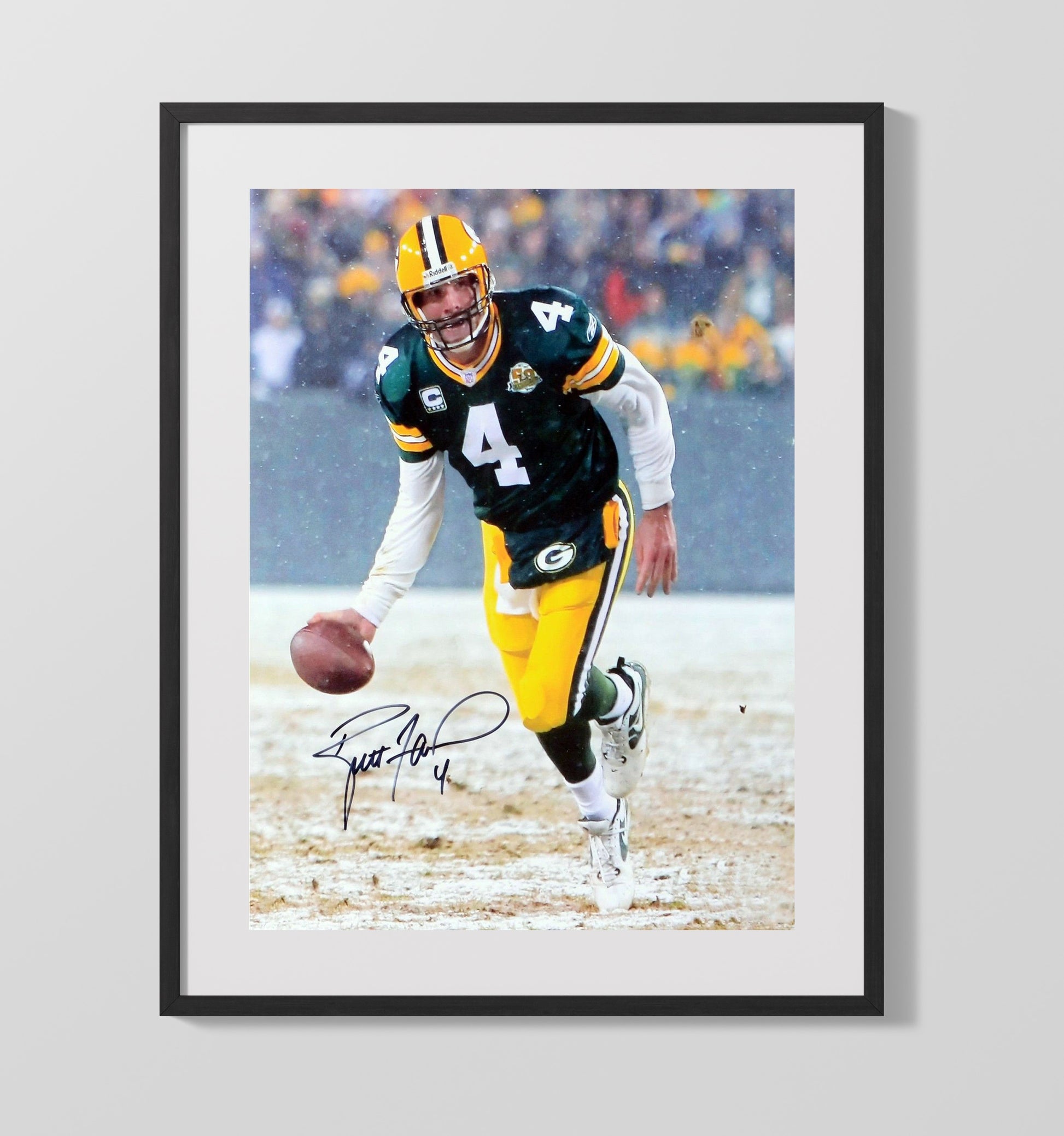 Brett Favre - Green Bay Football Snow Game Quarterback Run Football Wall Art - football wall art print